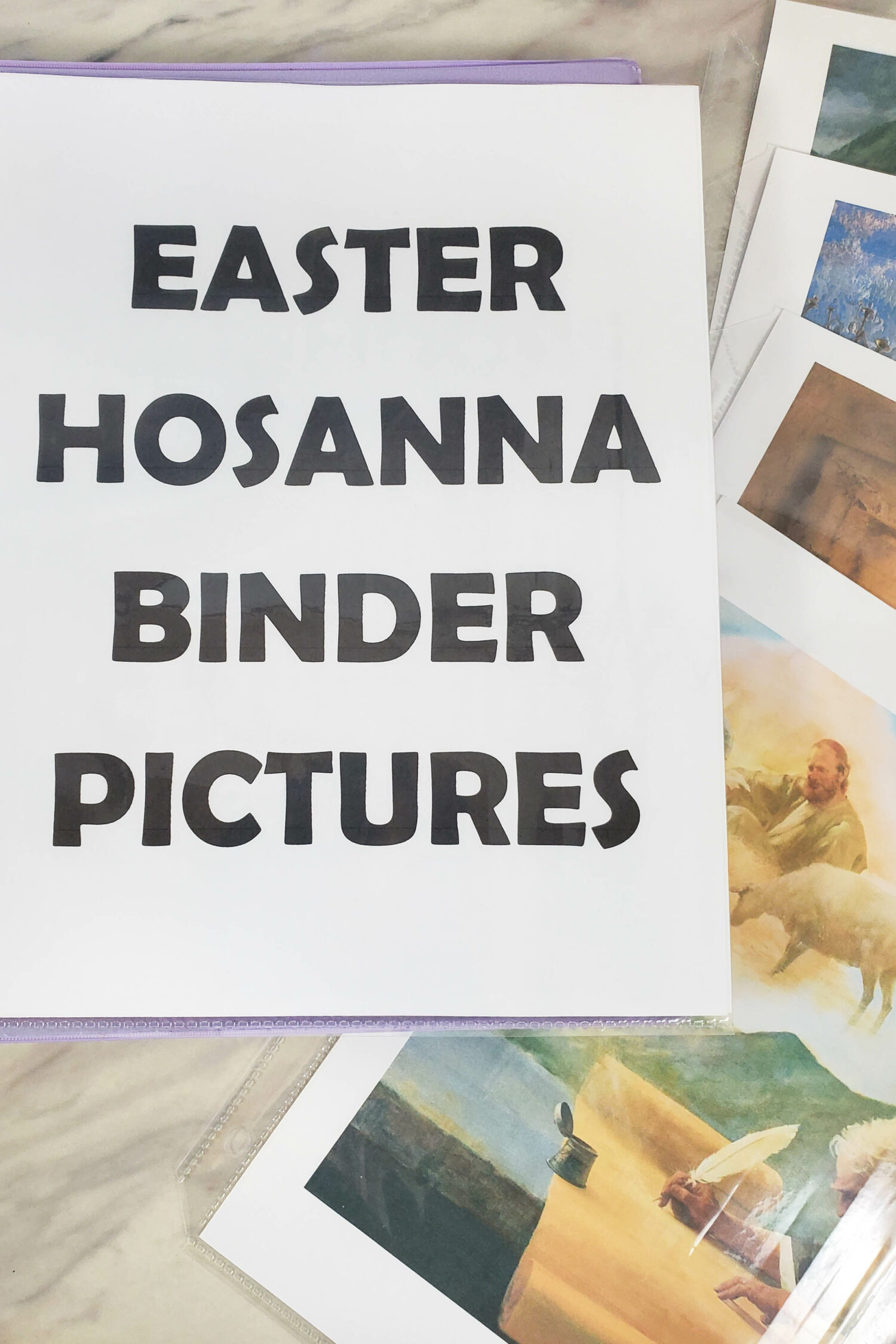 Easter Hosanna Binder Pictures fun and super easy singing time idea to help teach this beautiful Easter song in Singing Time for LDS Primary Music Leaders. Just flip through the pictures with keywords on the back of each page as you sing the story!