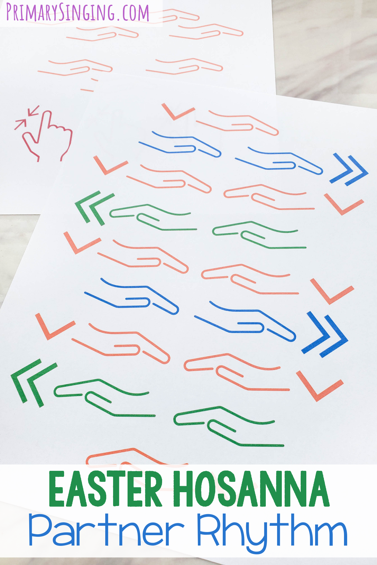 Easter Hosanna Partner Rhythm fun pattern to using during singing time to engage with others around you! Printable song helps for LDS Primary music leaders.