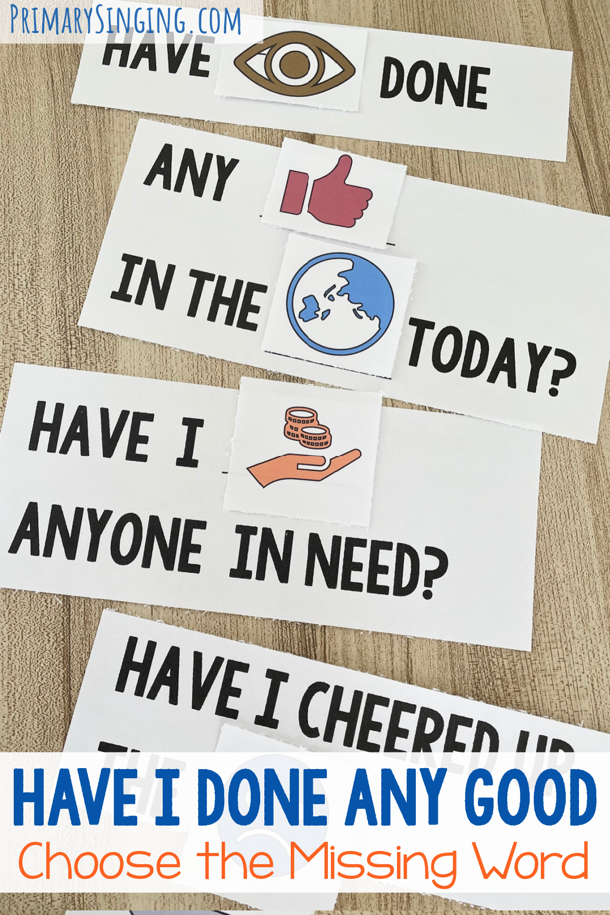 Have I Done Any Good Choose the Missing Word 1 Have I Done Any Good Choose the Missing Word - Use this fun word game and replace each missing lyric with the correct picture while reviewing this Come Follow Me Book of Mormon song with printable helps for LDS Primary Music Leaders.