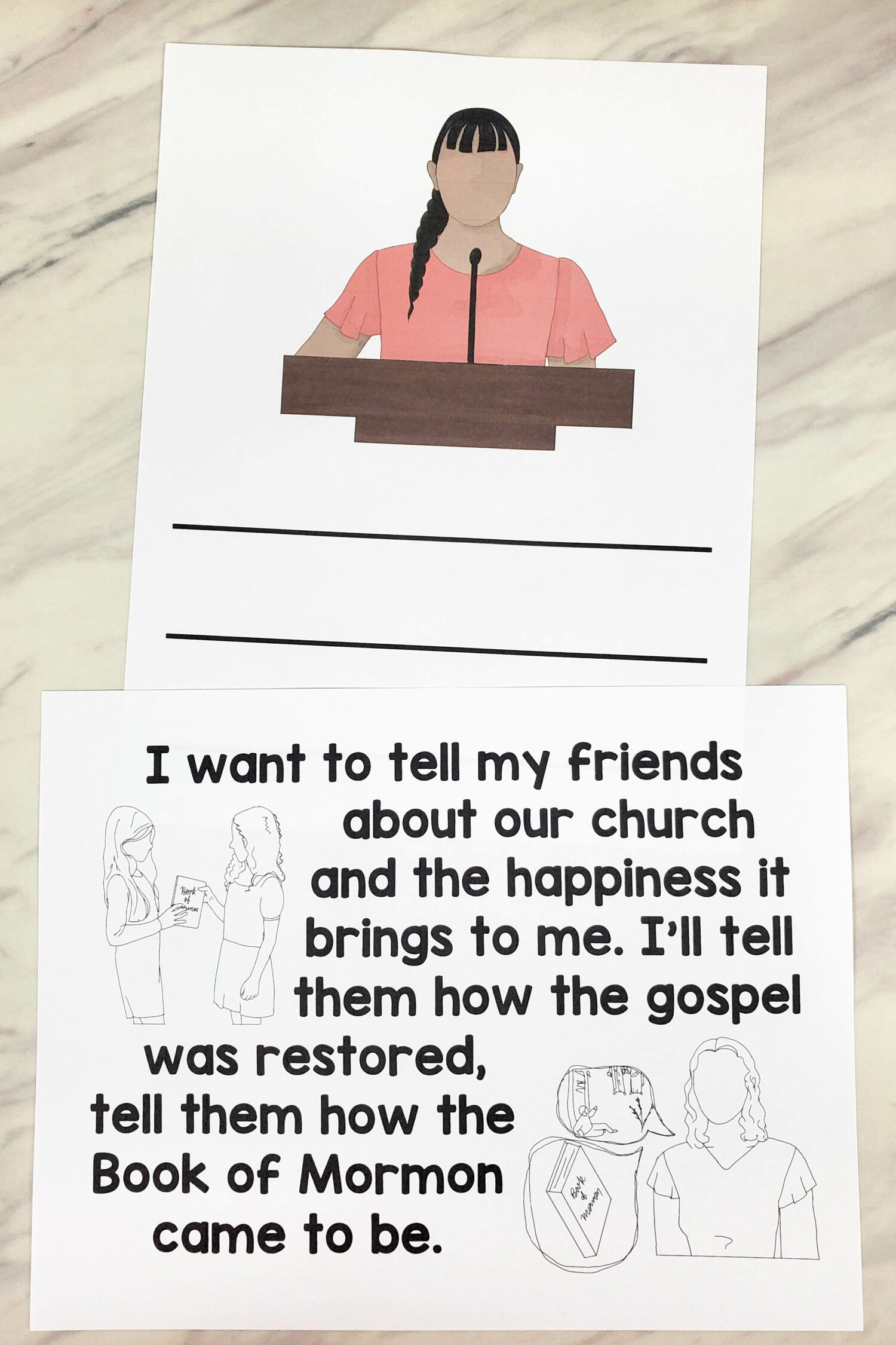 I Want to Be a Missionary Now Flip Chart & Lyrics 3 I Want to Be a Missionary Now Flip Chart with custom art in both portrait and landscape singing time visual aids for LDS Primary music leaders.