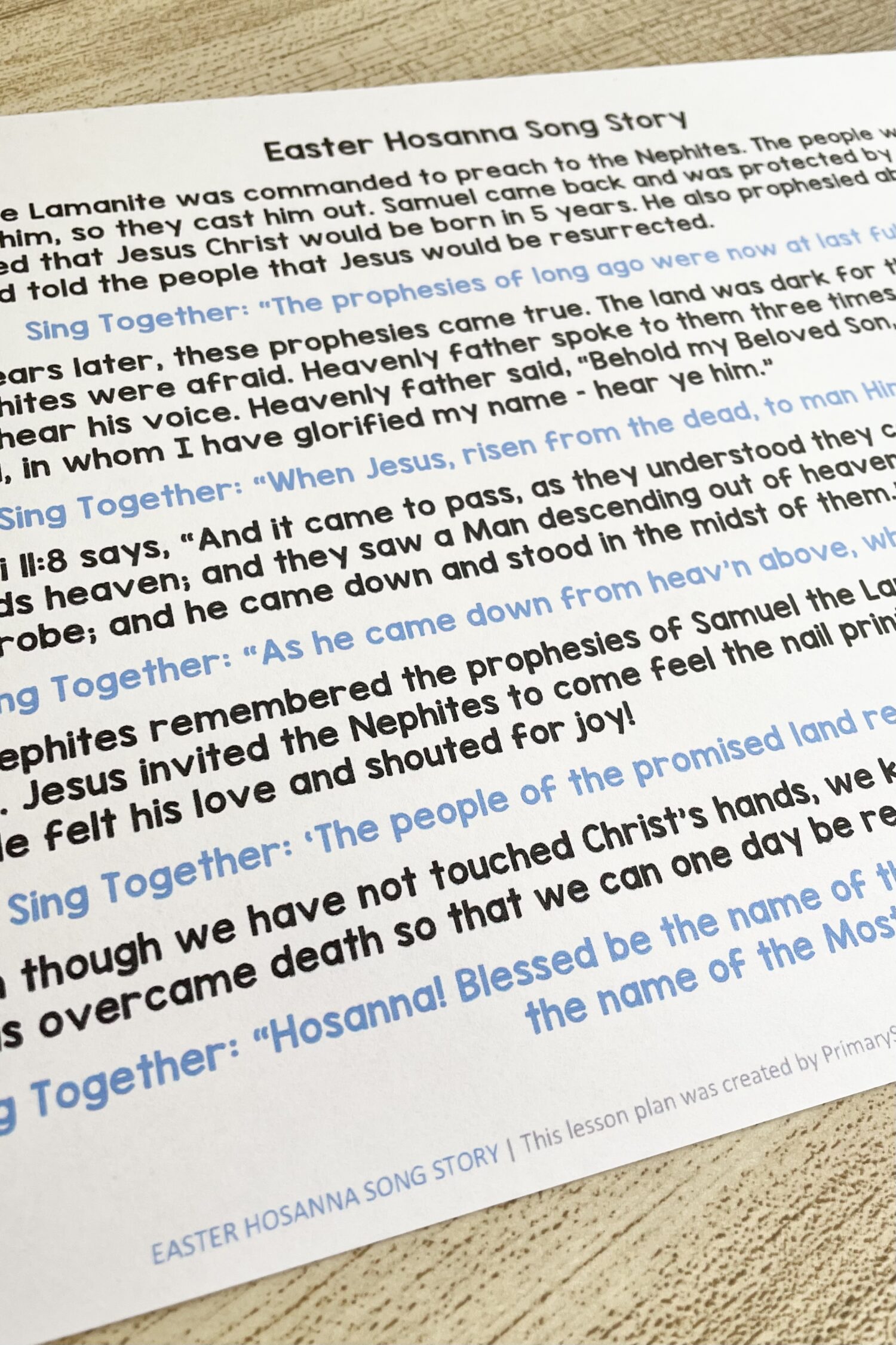 Easter Hosanna Song Story - Share the Easter story told the Book of Mormon to introduce this song in primary with printable song helps for LDS Primary Music Leaders.