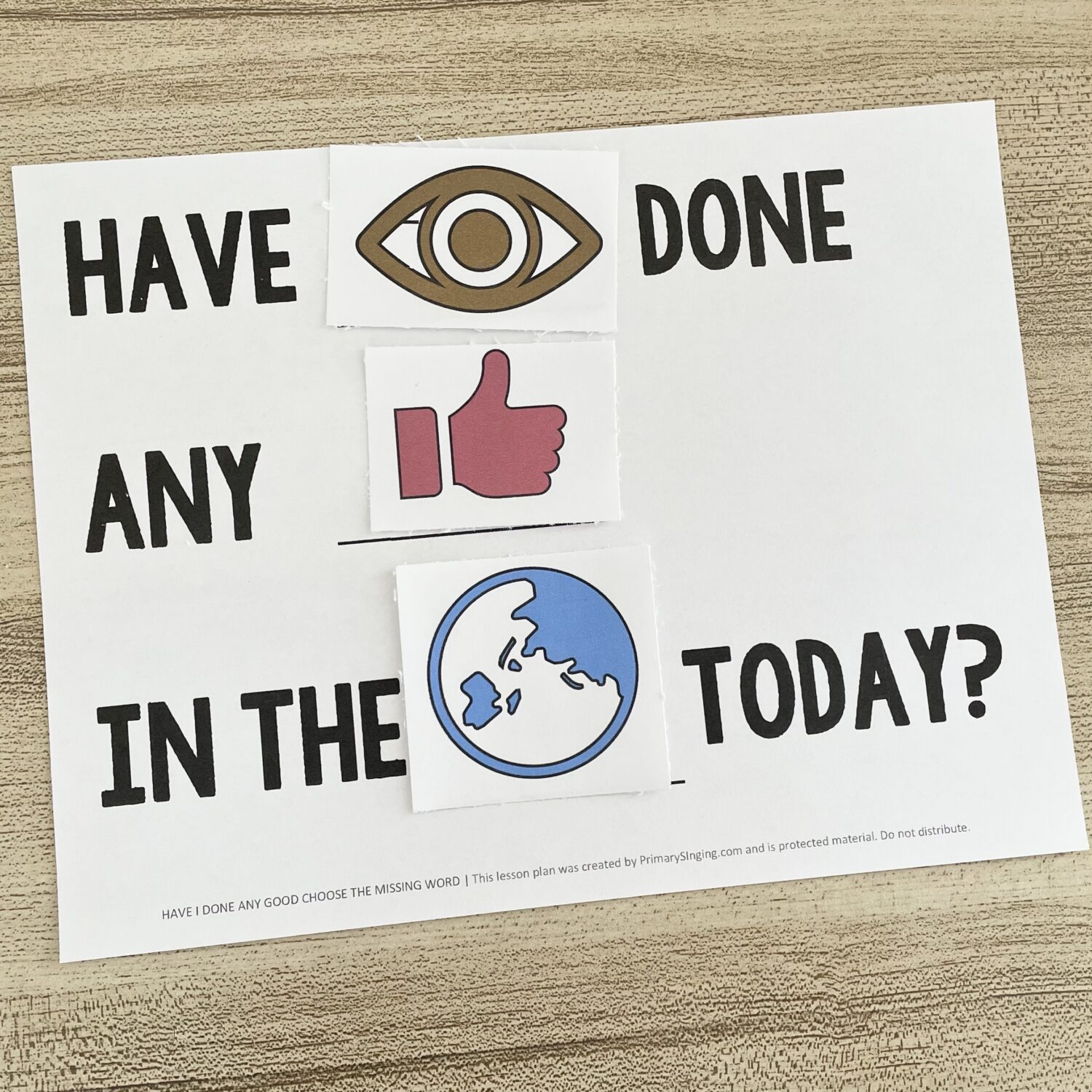 Have I Done Any Good Choose the Missing Word 3 Have I Done Any Good Choose the Missing Word - Use this fun word game and replace each missing lyric with the correct picture while reviewing this Come Follow Me Book of Mormon song with printable helps for LDS Primary Music Leaders.