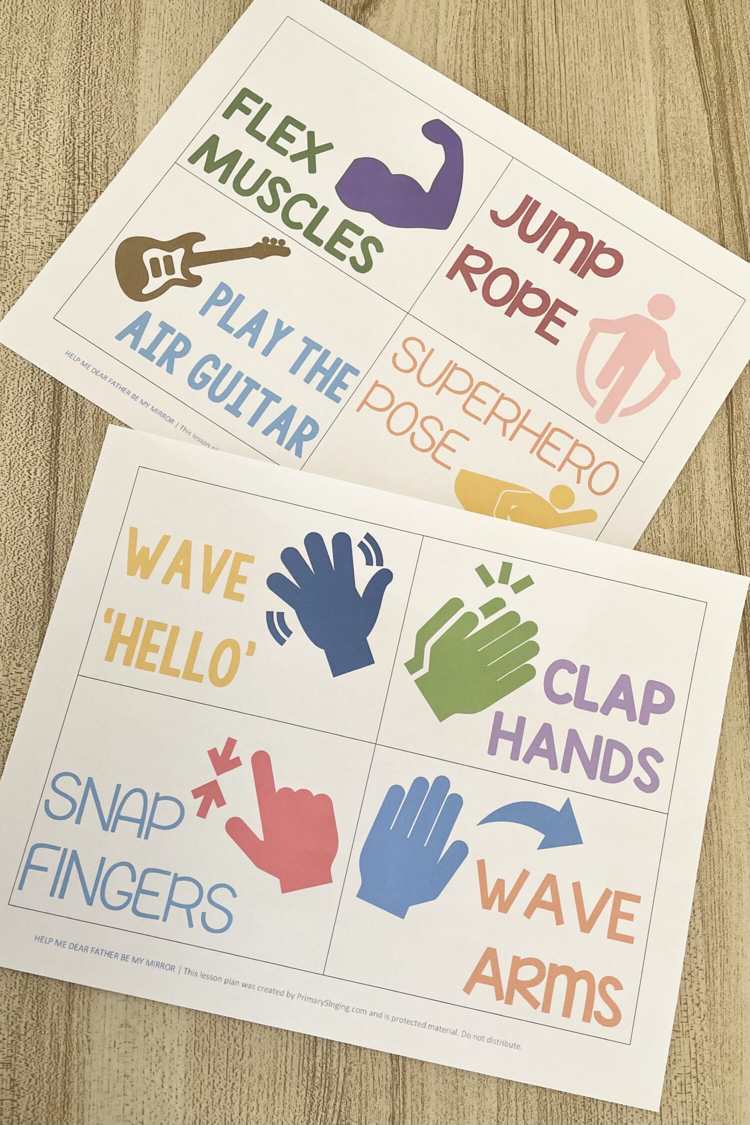 Help Me, Dear Father Be My Mirror 4 Help Me Dear Father Be My Mirror - Copy simple actions for a fun movement idea in singing time with printable action cards for LDS Primary Music Leaders.