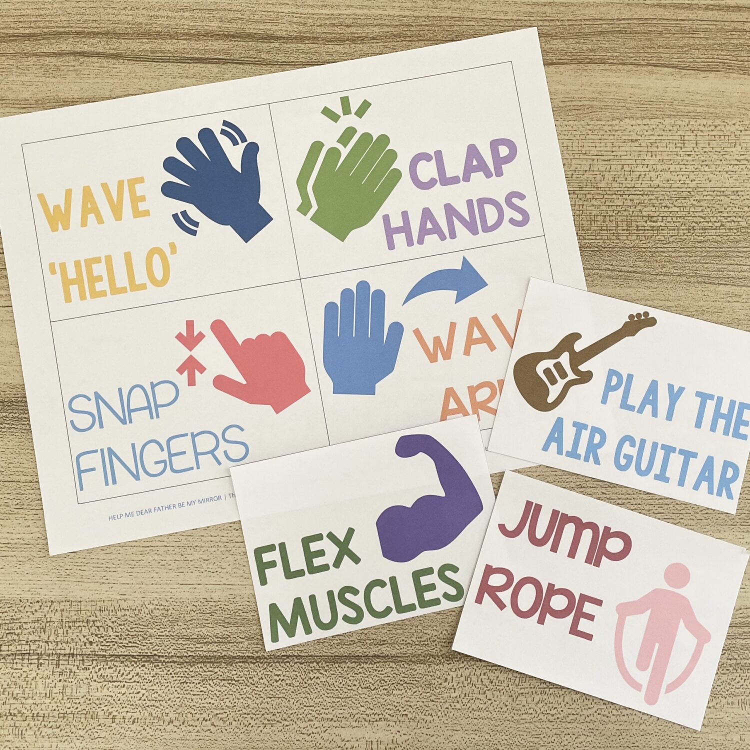 Help Me, Dear Father Be My Mirror 2 Help Me Dear Father Be My Mirror - Copy simple actions for a fun movement idea in singing time with printable action cards for LDS Primary Music Leaders.