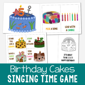 Shop Birthday Cake Singing Time - Host a birthday party for everyone in your Primary in one big fun singing time game! Includes 13 different themed birthday cakes and ways to sing. Perfect for a new year to introduce new songs, review your program songs in the fall, or a casual summertime activity. Song helps for LDS Primary music leaders.