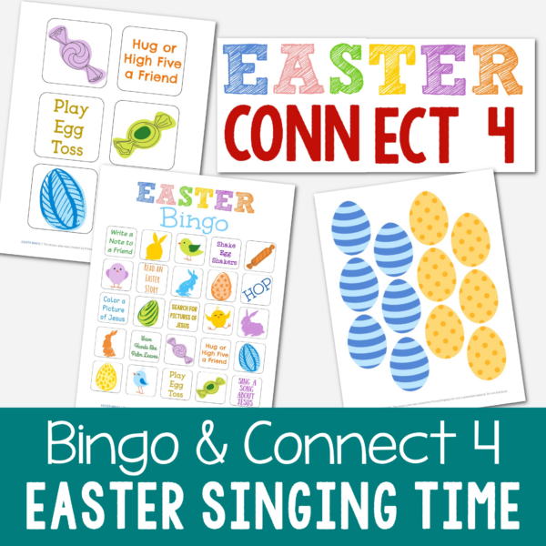 Easter Bingo & Connect 4 Singing Time two fun Primary song review games for LDS Primary music leaders - sing through your choice of song(s) with a fun holiday theme!