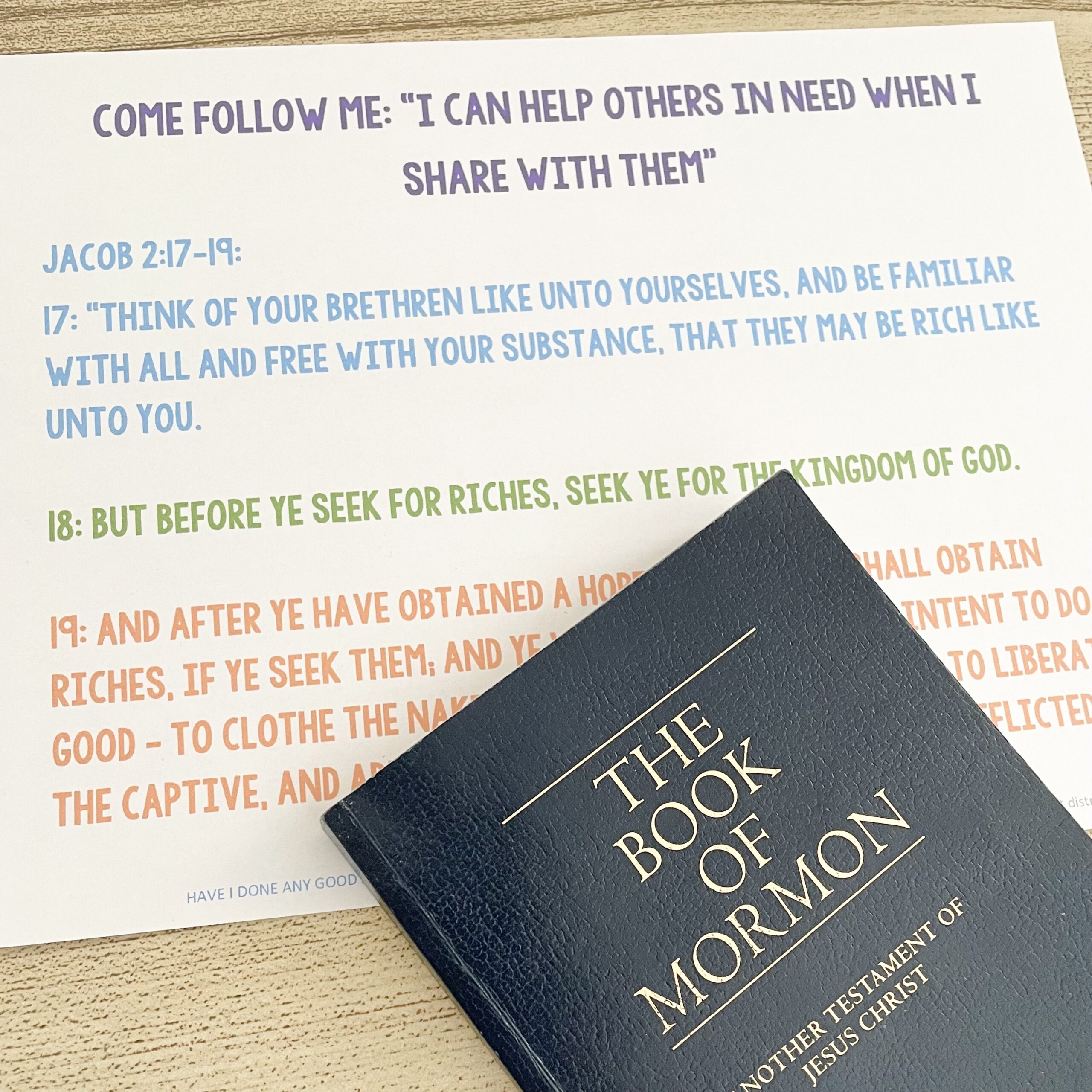 Have I Done Any Good Scripture Connection - Use this spiritual connection singing time idea and share scriptures from Come Follow Me to review this song with printable song helps for LDS Primary Music Leaders.