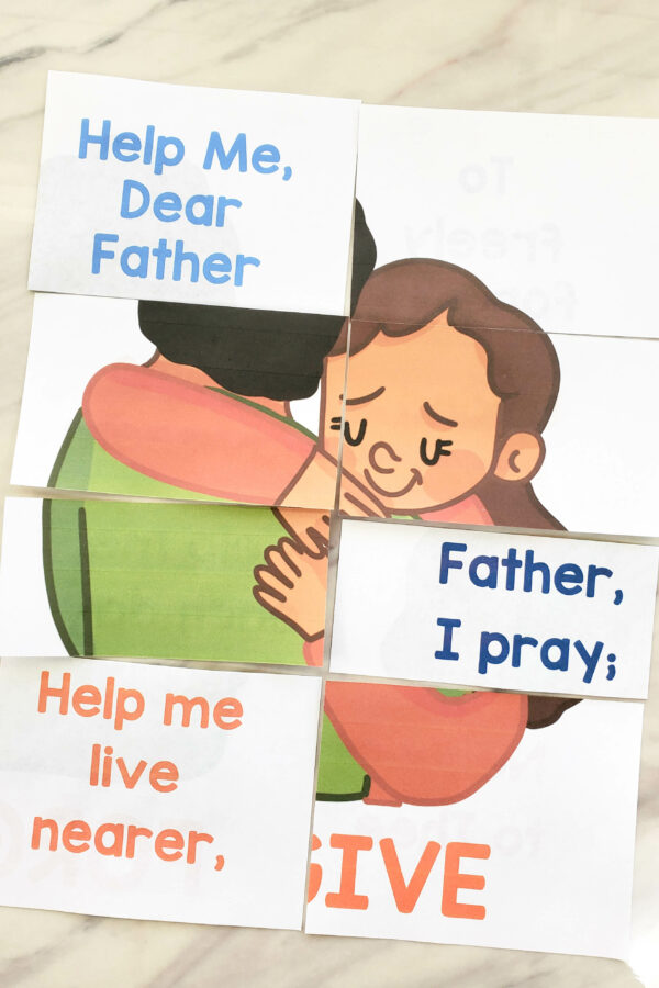 Help Me Dear Father Concentration singing time idea - Use fun picture puzzle and uncover the picture as you review this song in primary with printable song helps for LDS Primary Music Leaders.