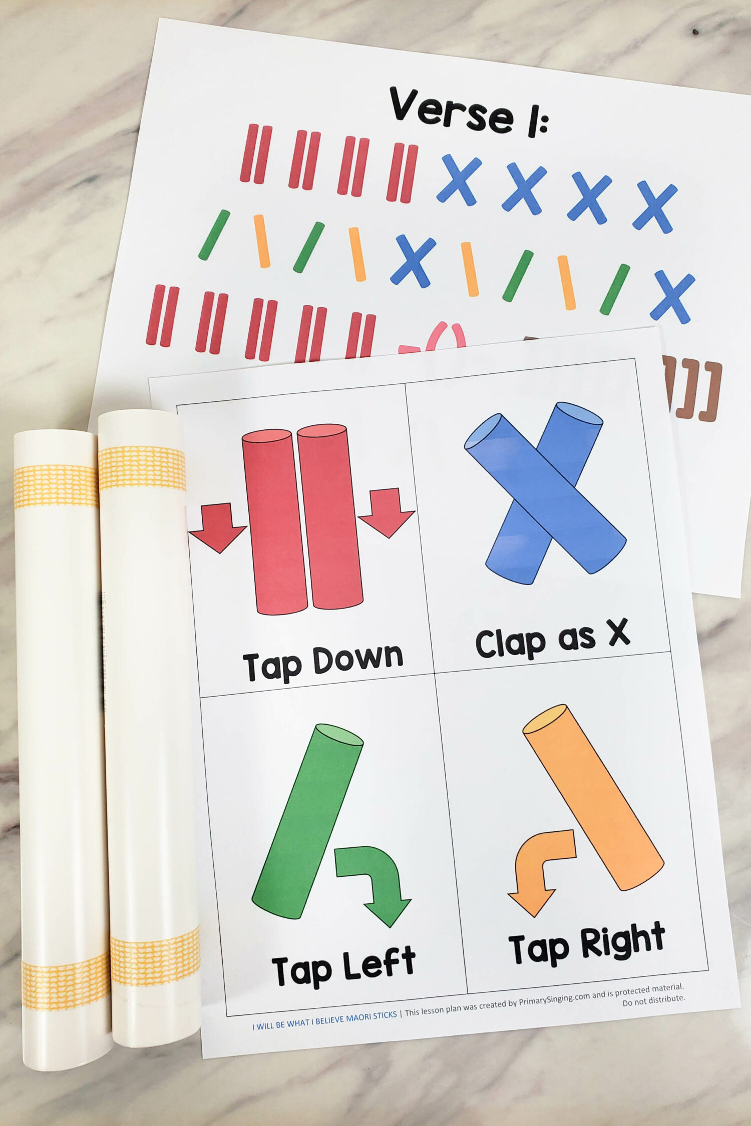 I WIll Be What I Believe Maori Sticks fun singing time idea that uses a repeating rhythm pattern that follows the lyrics as you make your own music with movement! Printable song helps for LDS Primary music leaders.