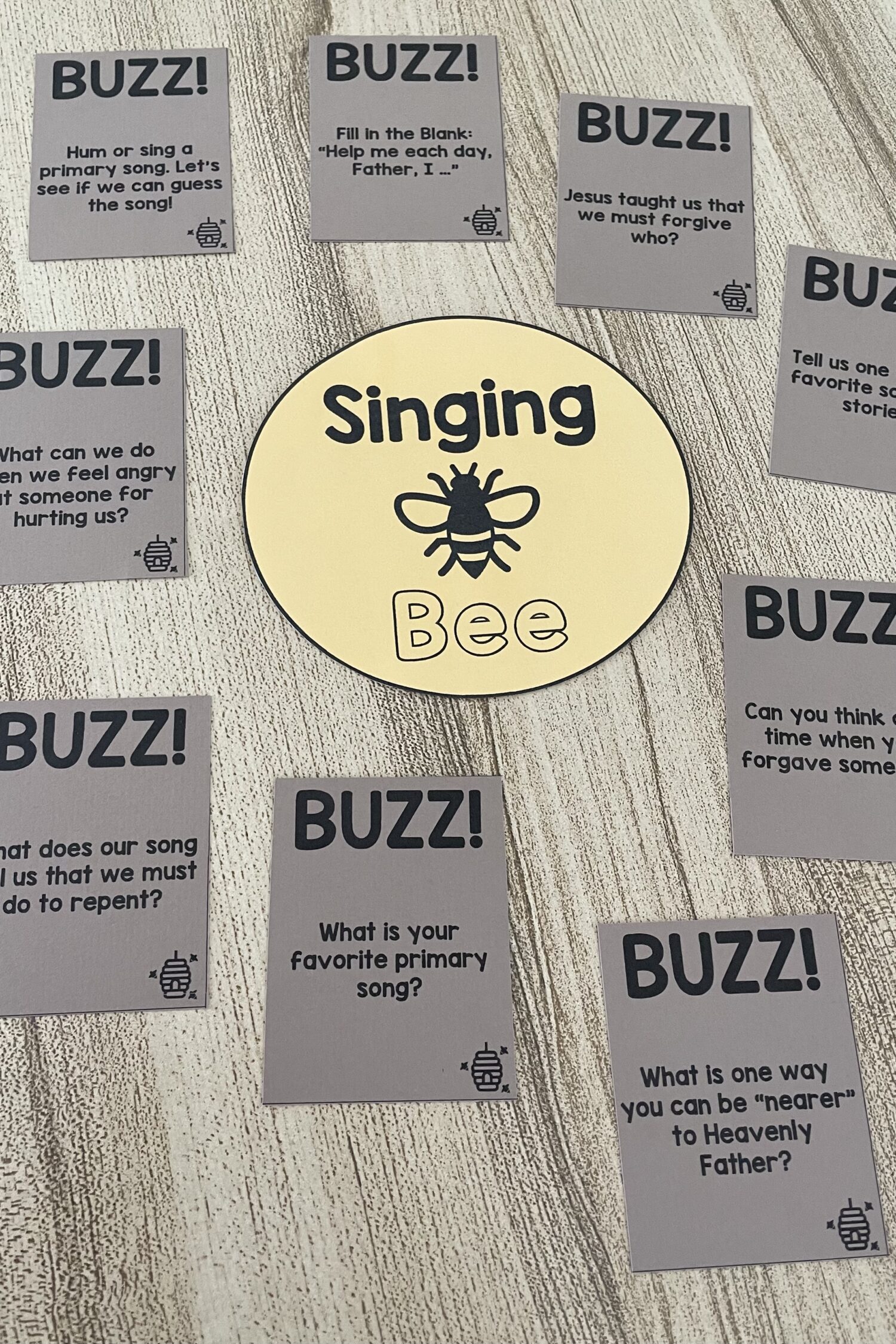 Help Me, Dear Father Singing Bee - Use this simple activity and pass around the singing bee while reviewing this song with printable song helps for LDS Primary Music Leaders.