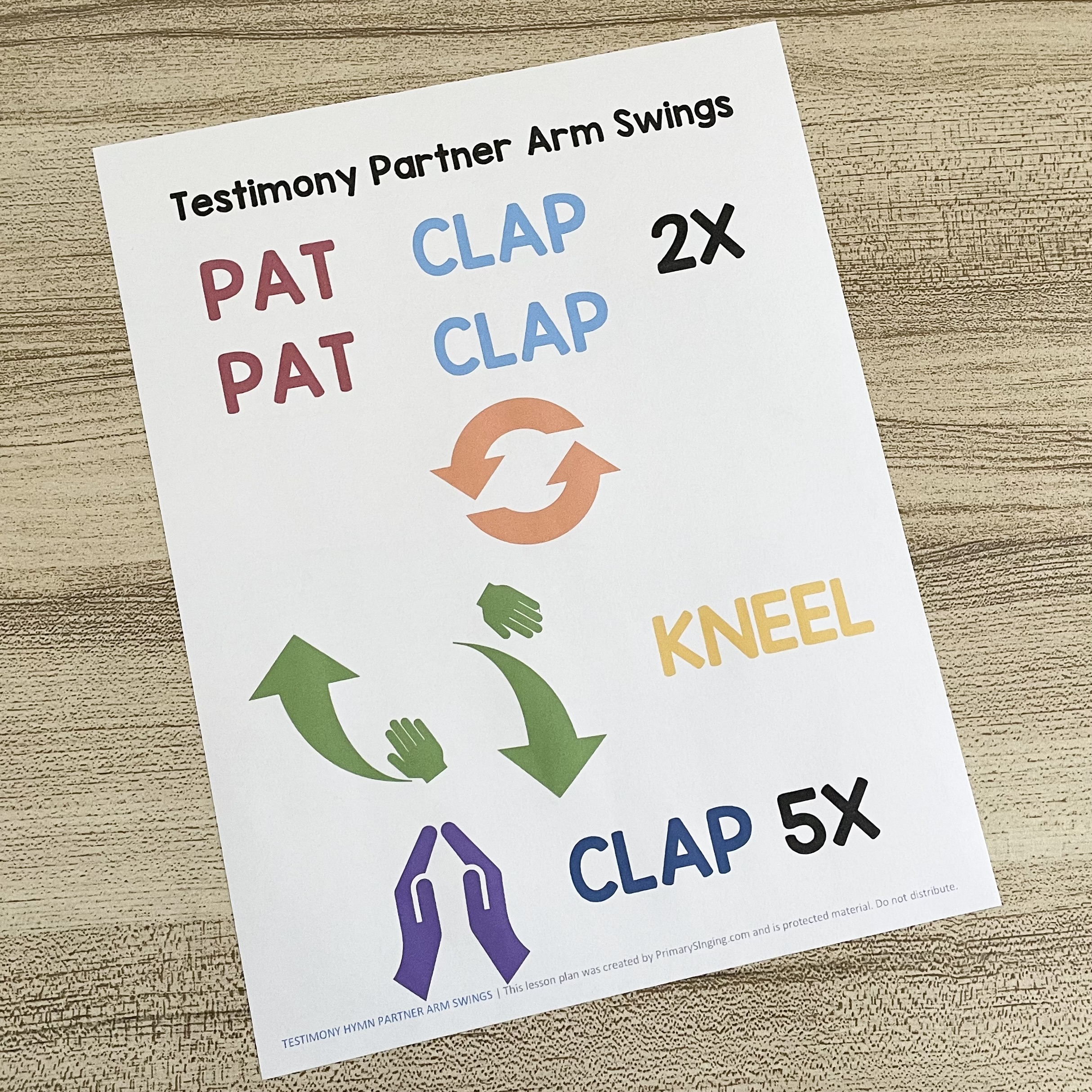 Testimony Hymn Partner Arm Swings - Use this fun partner movement pattern with simple actions to review this Come Follow Me Book of Mormon song with printable song helps for LDS Primary Music Leaders.