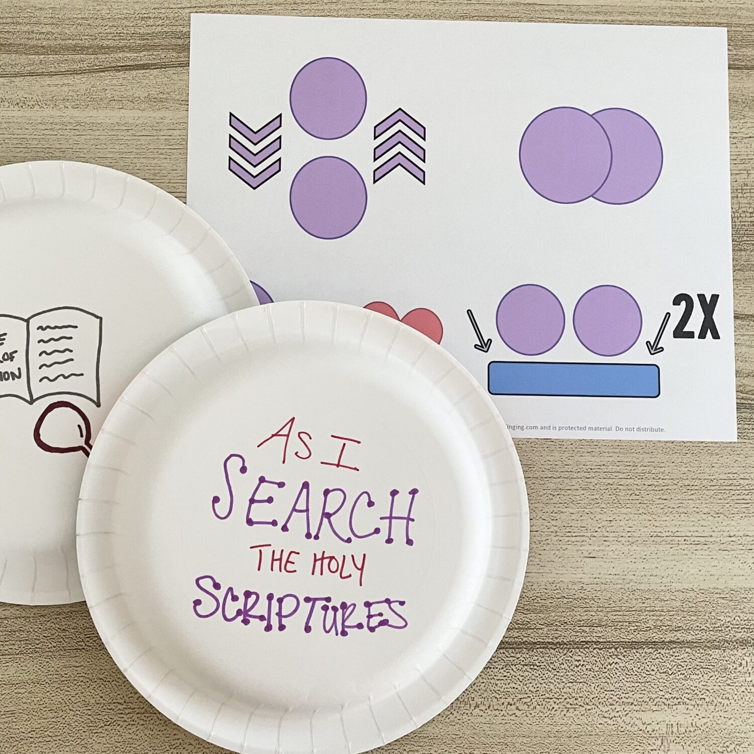 As I Search the Holy Scriptures Paper Plates Pattern 3 As I Search the Holy Scriptures Paper Plates - Have some fun with this living music paper plates activity with a simple pattern to review this Come Follow Me Book of Mormon song for LDS Primary Music Leaders.