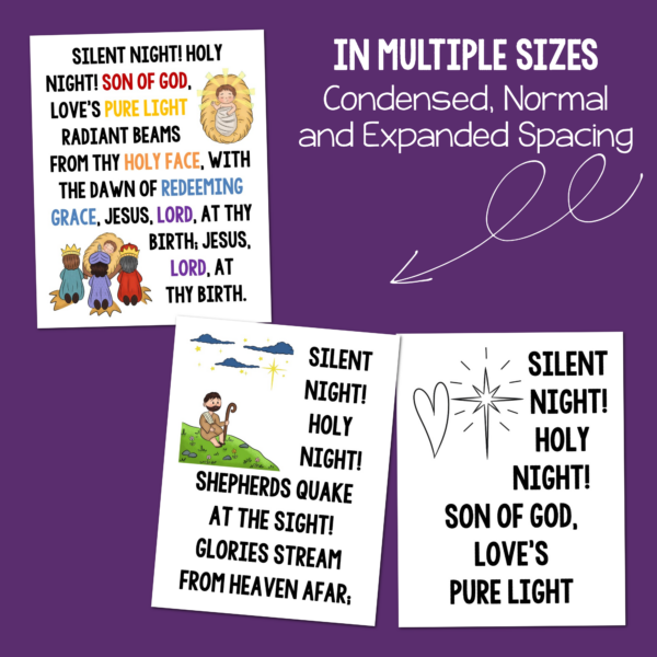 Silent Night flip chart custom illustrations in 3 printable sizes and formats