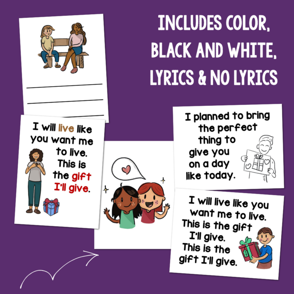 The Gift I'll Give Flip Chart Printable Shawna Edwards in color and black and white and various print styles