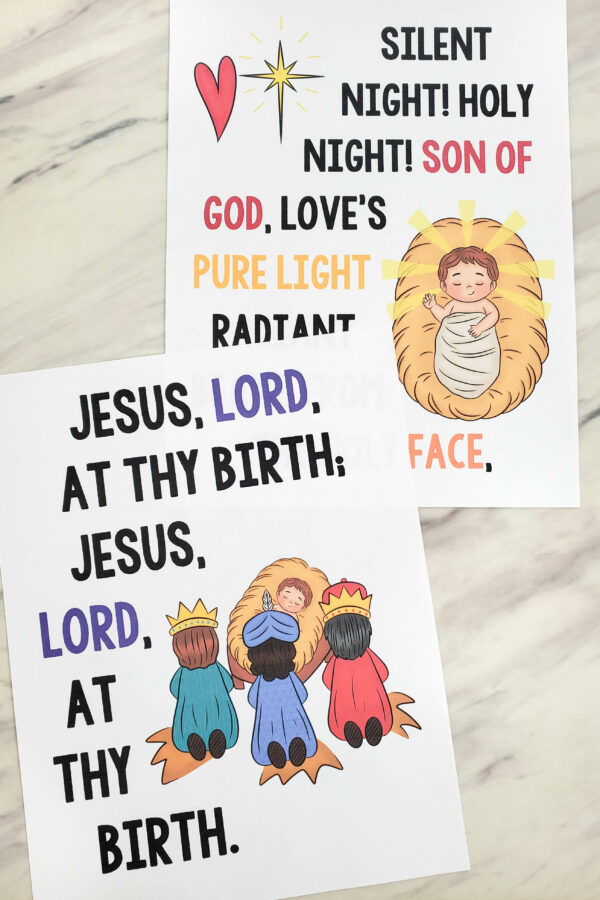 Silent Night Flip Chart printable song helps with lyrics and illustrations to help you teach this song! For LDS Primary music leaders and families for this Christmas song.