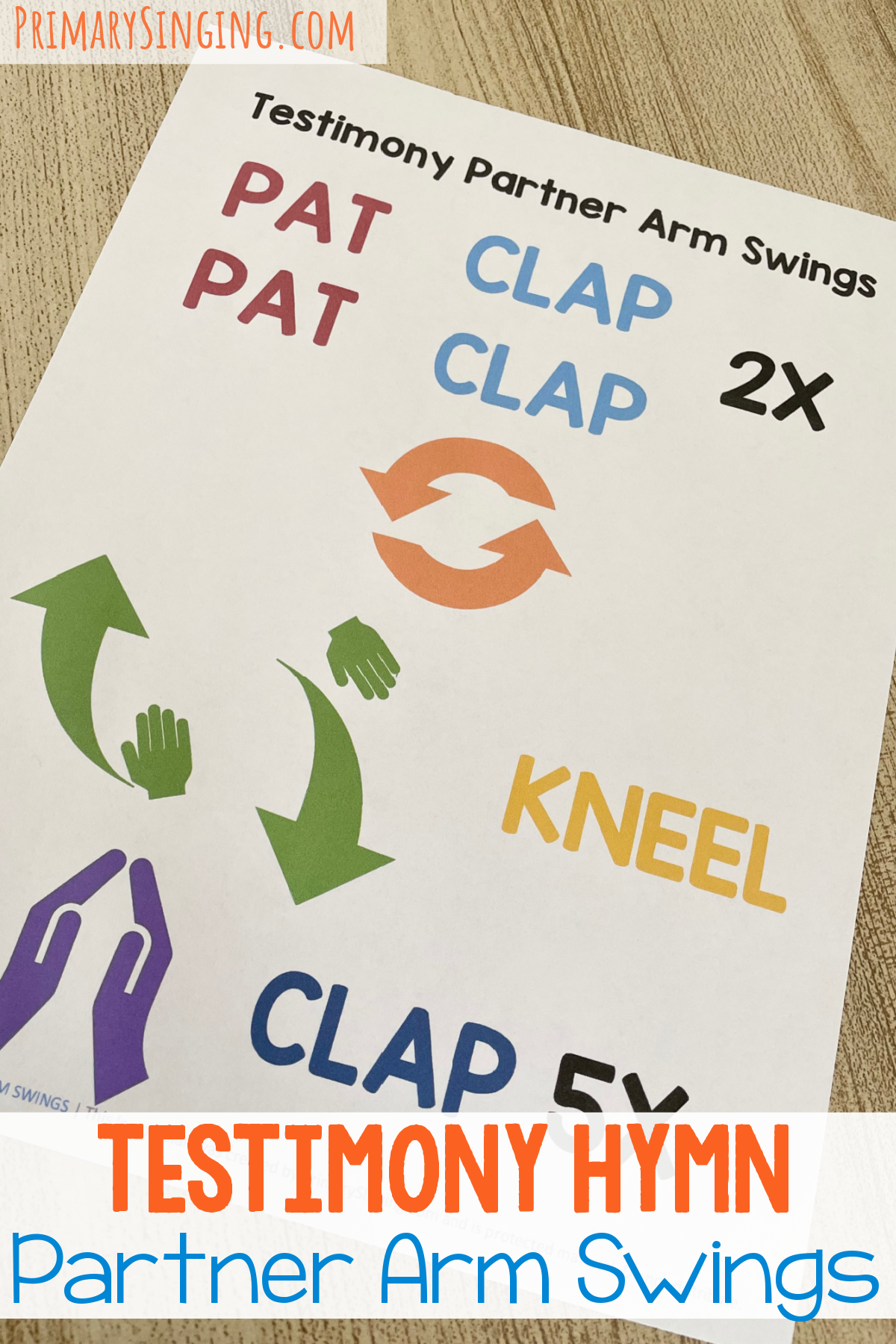 Testimony Hymn Partner Arm Swings - Use this fun partner movement pattern with simple actions to review this Come Follow Me Book of Mormon song with printable song helps for LDS Primary Music Leaders.