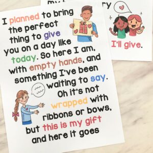 The Gift I'll Give Flip Chart printable song helps for the LDS Primary Mother's Day or Father's Day song by Shawna Edwards