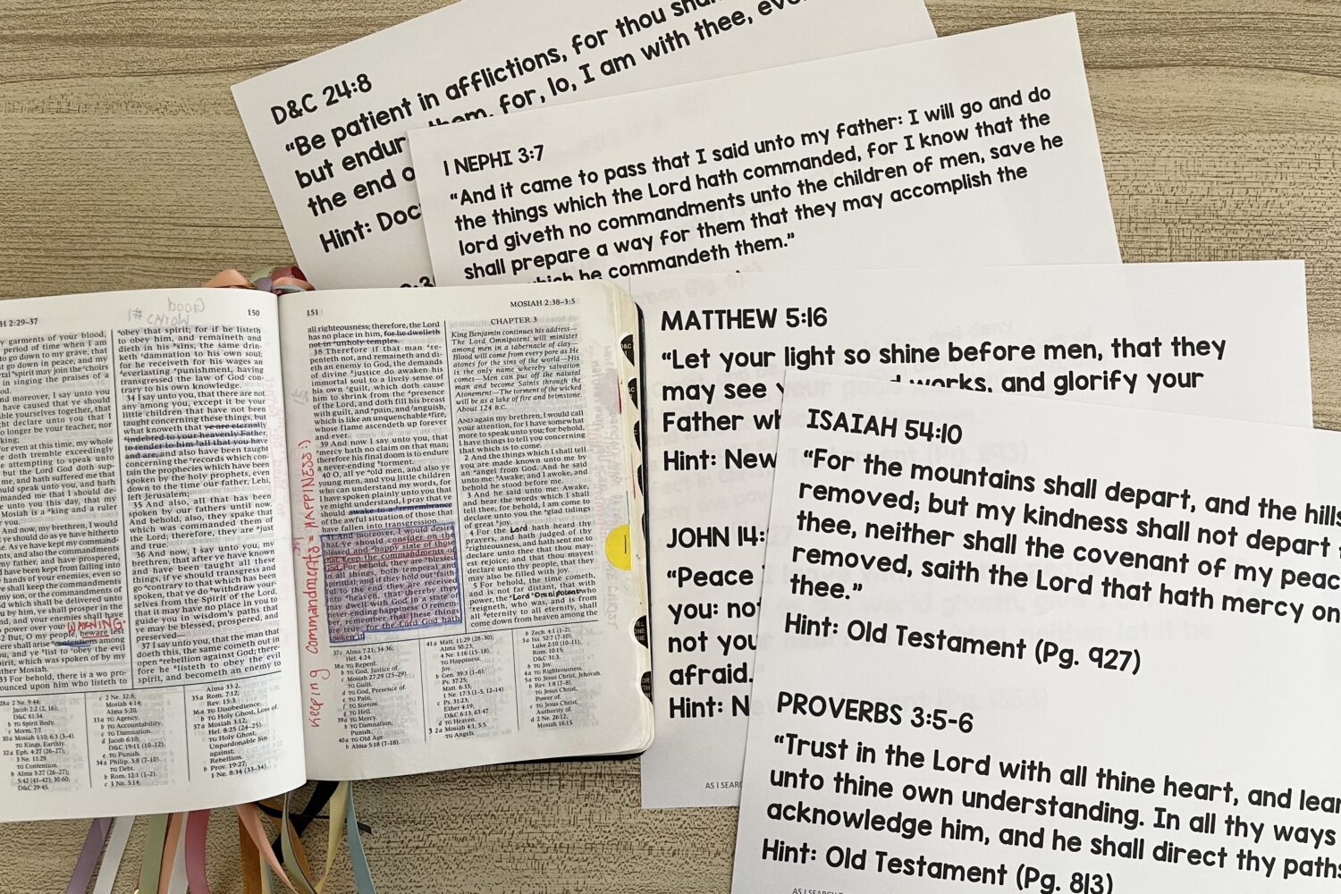 As I Search the Holy Scriptures Scripture Hunt - Use this spiritual connections singing time idea and search for favorite scripture verses while listening to this hymn. Includes printable song helps for LDS Primary Music Leaders.