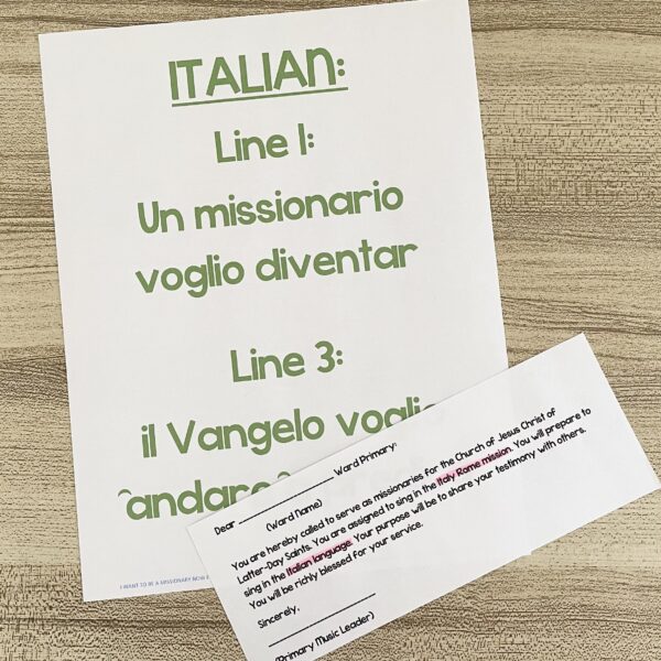 Learn how to sing in 6 different languages with this fun I Want to Be a Missionary Now Foreign Language activity with printable song helps for LDS Primary Music Leaders.