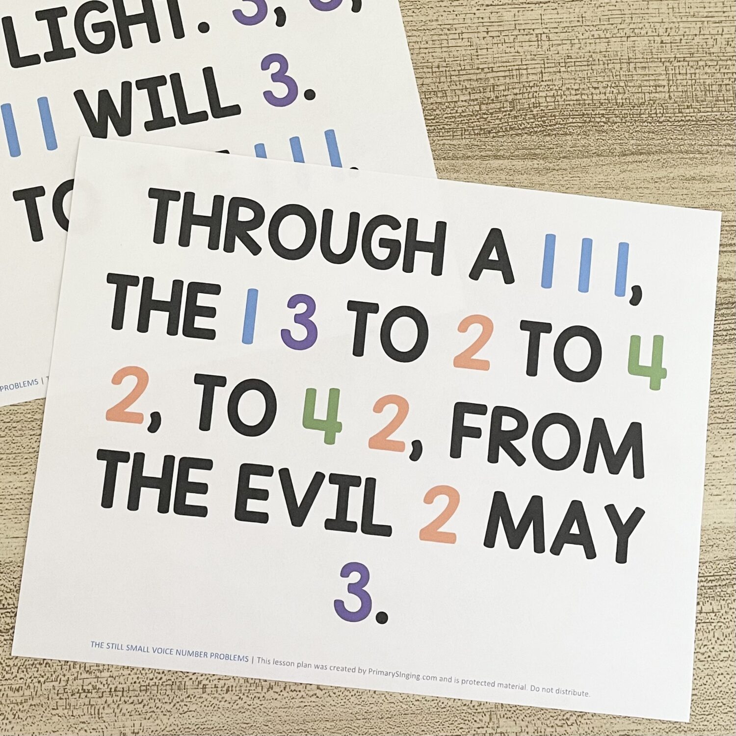 The Still Small Voice Number Problems - Logical thinkers will love this fun activity with song lyrics replaced by numbers. Includes printable number code for LDS Primary Music Leaders.