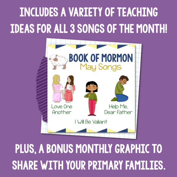 Shop: MAY Book of Mormon Primary Song Bundle Singing time ideas for Primary Music Leaders MAY Song list