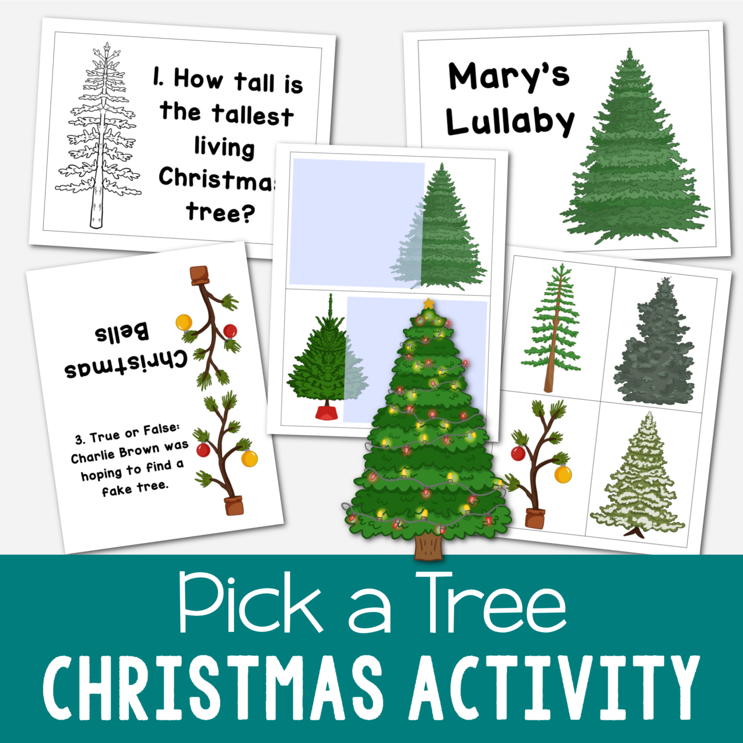 December Book of Mormon Primary Songs List for 2024 Come Follow Me 8 Christmas Pick a Tree Singing Time Activity printable lesson plan for LDS Primary music leaders. Use this fun themed holiday activity to review any songs of your choice or a mix of Primary Christmas songs for a no-prep lesson plan! Also includes Christmas Tree trivia, ways to sing cards, and 8 fun ways to use these printables!