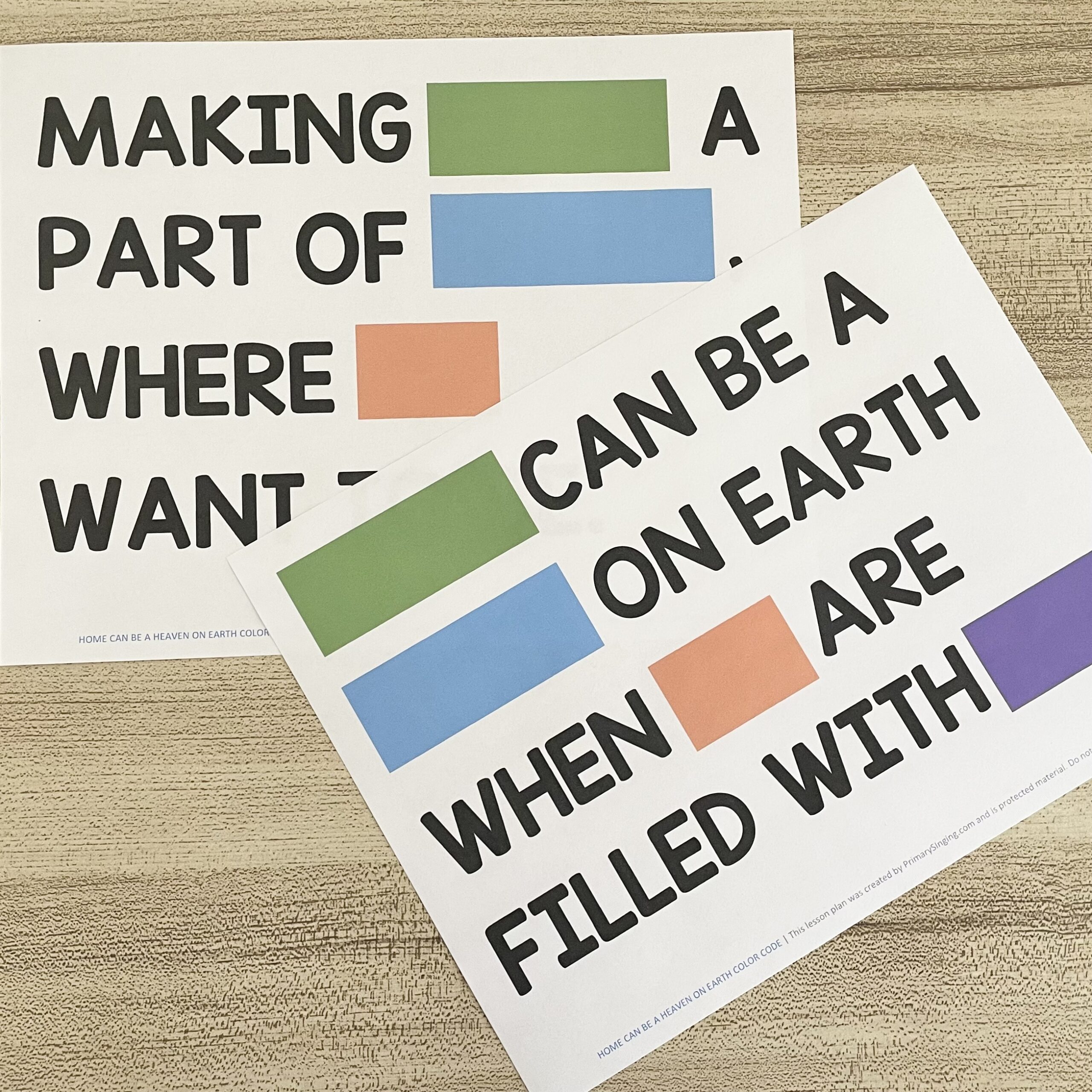 Home Can Be a Heaven on Earth Color Code - Use this fun logical conclusions idea with a color code to represent song lyrics to review this song with printable helps for LDS Primary Music Leaders.