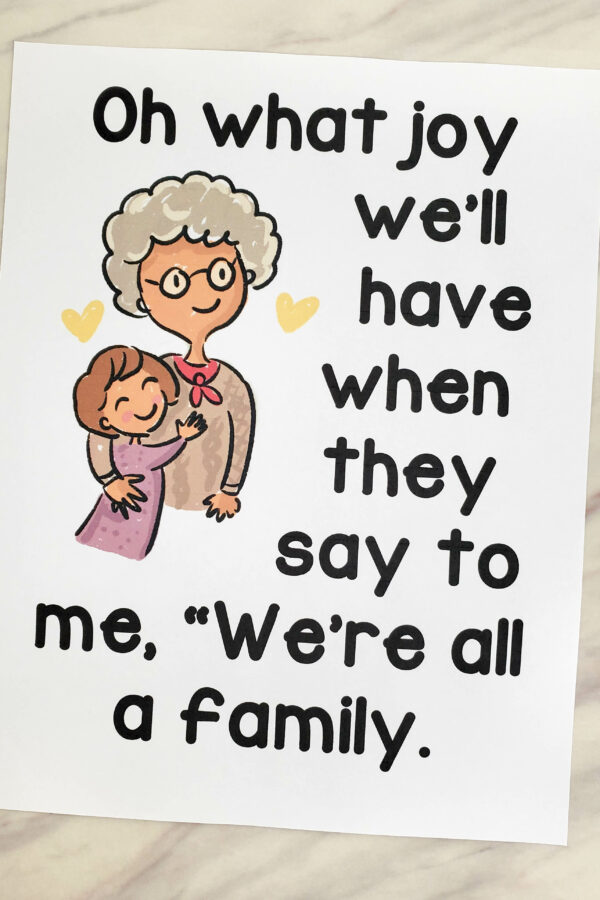Family History I Am Doing It Flip Chart printable song lyrics and illustrations helps for LDS Primary music leaders teaching this song as part of the Come Follow Me Doctrine & Covenants songs list.
