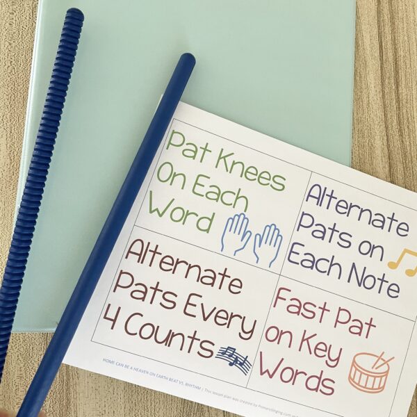 I Believe in Christ Rhythm Sticks 4 Home Can Be a Heaven on Earth Beat vs Rhythm - Use this fun living music idea and try some rhythmic patterns for a fun way to review with printable pattern cards for LDS Primary Music Leaders.