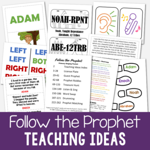 Follow the Prophet teaching ideas includes personalized license plates, guest prophet, prophet riddles, treasure hunt, listen & sing, word swap, drumming, and prophet matching activities! Lots of fun and engaging singing time ideas for LDS Primary music leaders and families!