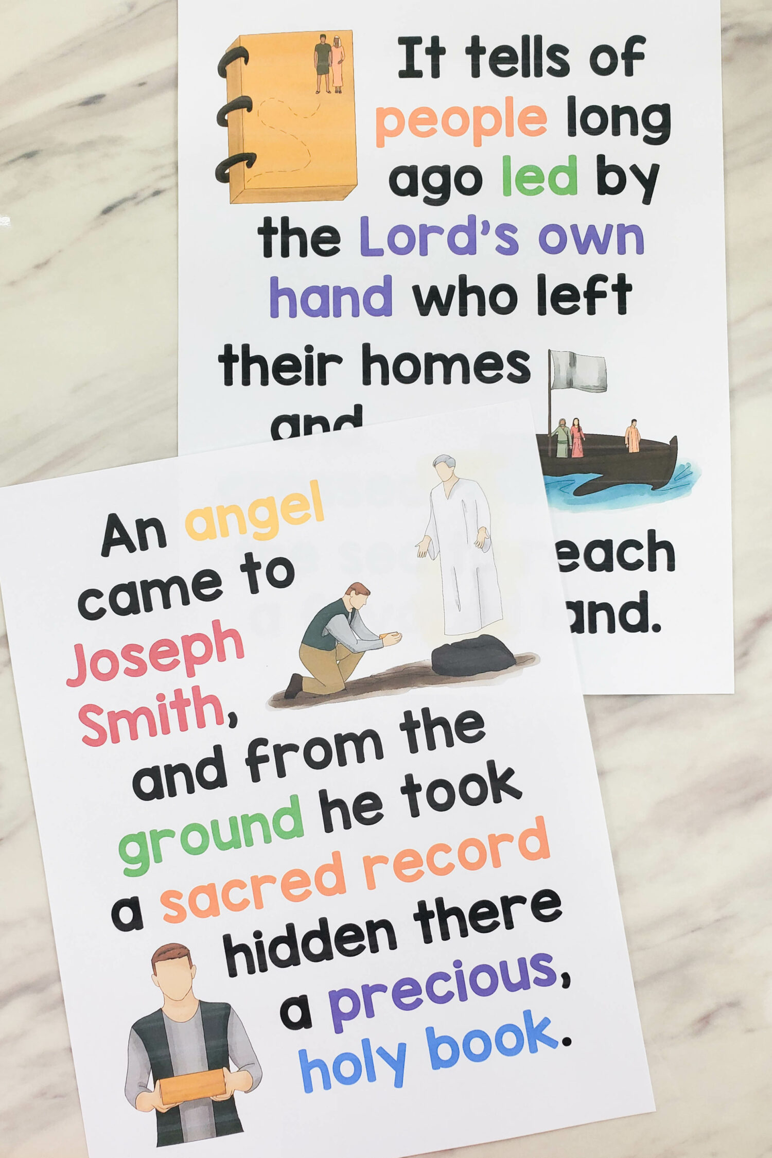 An Angel Came to Joseph Smith Flip Chart printable song visuals aids and helps for LDS Primary music leaders teaching this lovely song for Book of Mormon or Doctrine & Covenants Come Follow Me years. Includes printable illustrations song chart with lyrics to easily teach this song!