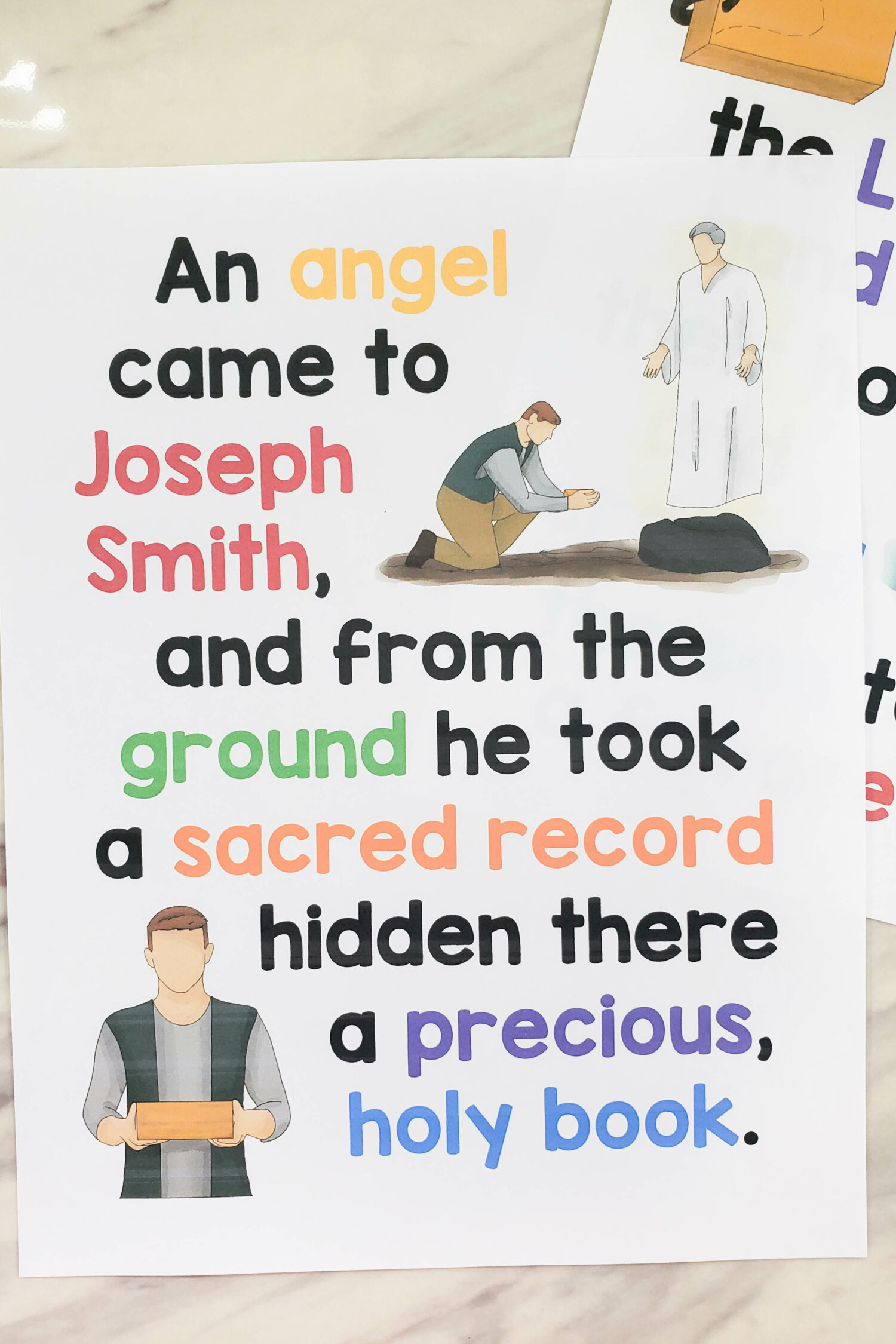 An Angel Came to Joseph Smith Flip Chart printable song visuals aids and helps for LDS Primary music leaders teaching this lovely song for Book of Mormon or Doctrine & Covenants Come Follow Me years. Includes printable illustrations song chart with lyrics to easily teach this song!