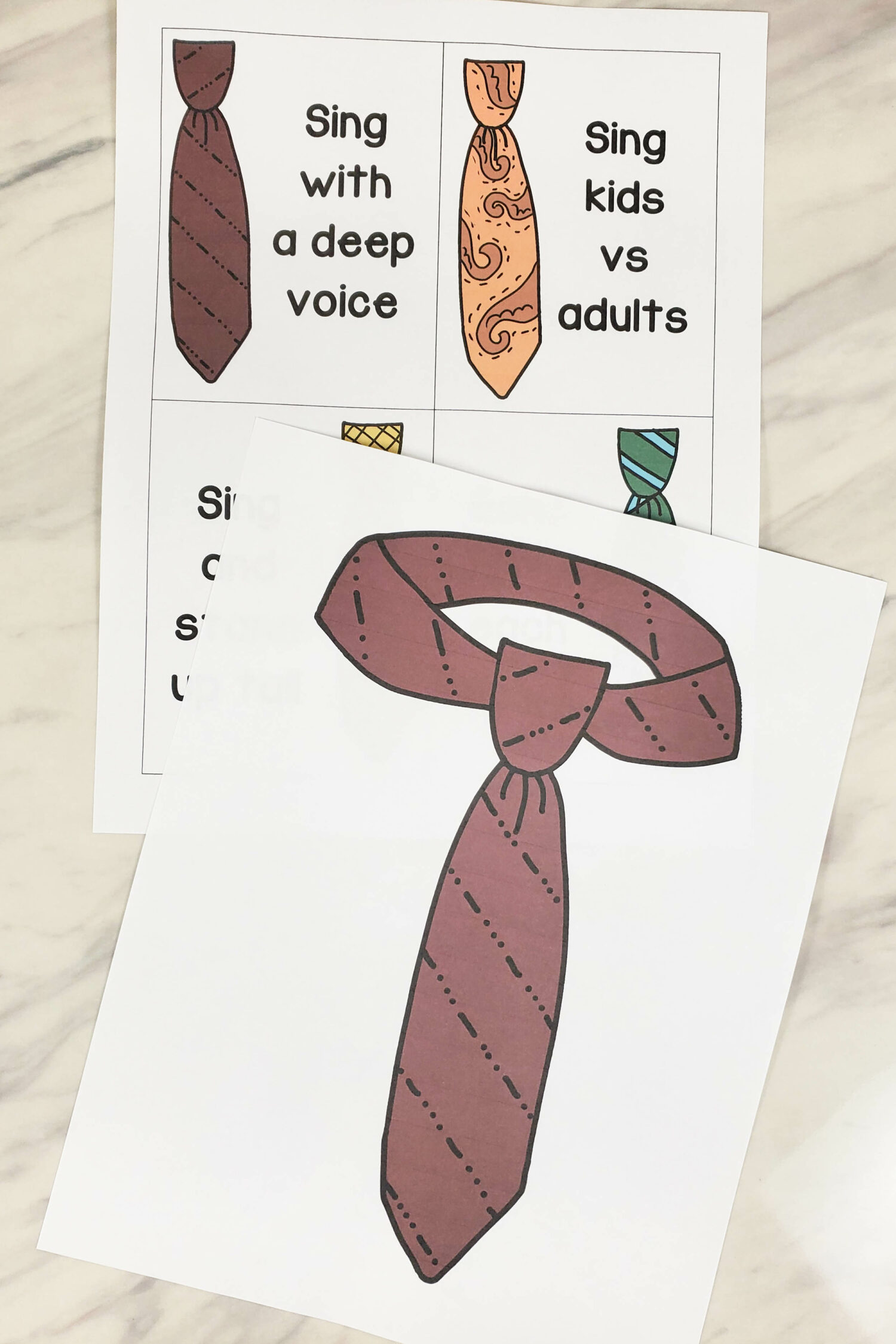 Cut the Tie Primary Program Song Review game and activity or perfect for a Father's Day singing time lesson plan! Cut up these adorable tie illustrations that coordinate with a song, plus ways to sing cards!