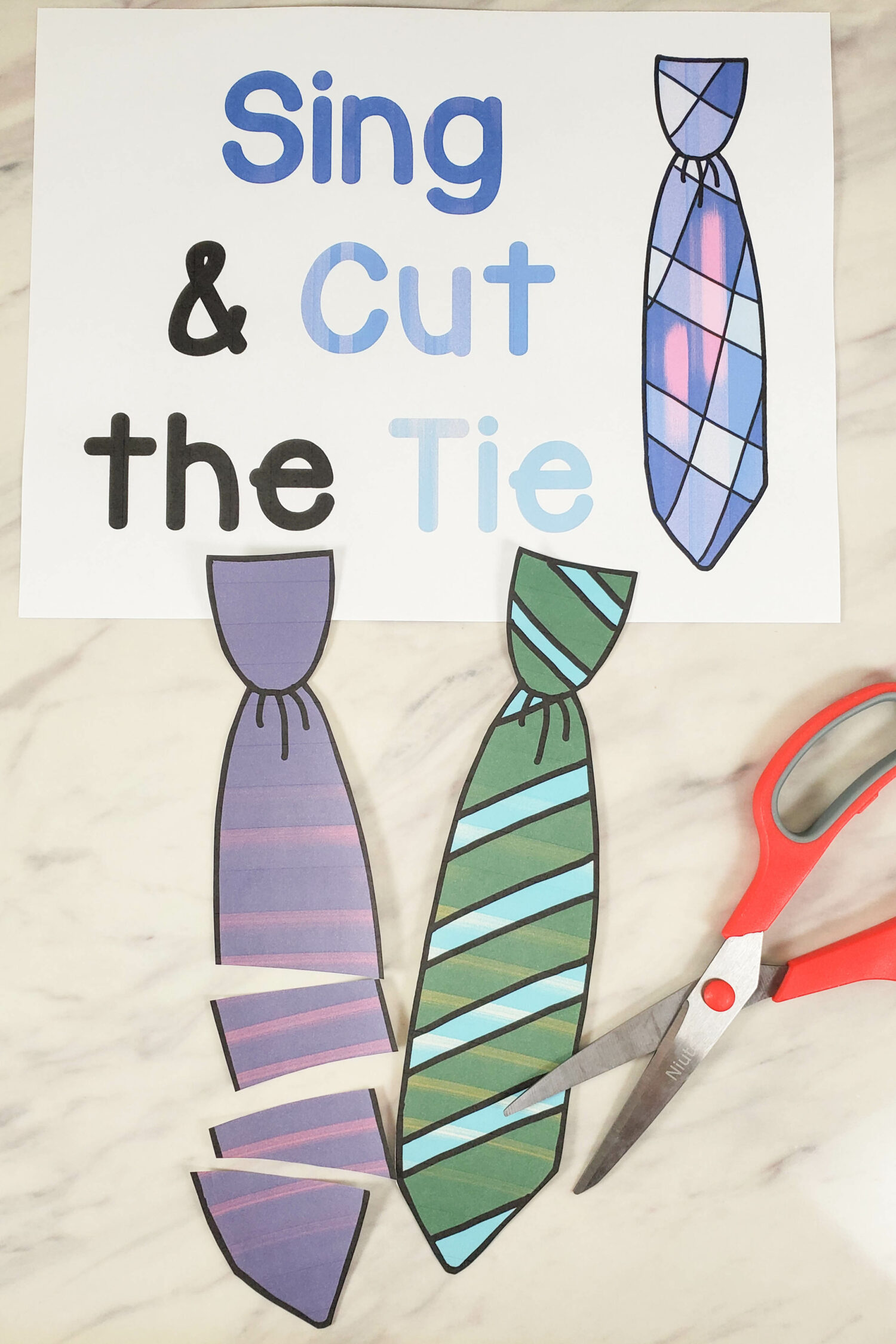 Cut the Tie Primary Program Song Review game and activity or perfect for a Father's Day singing time lesson plan! Cut up these adorable tie illustrations that coordinate with a song, plus ways to sing cards!