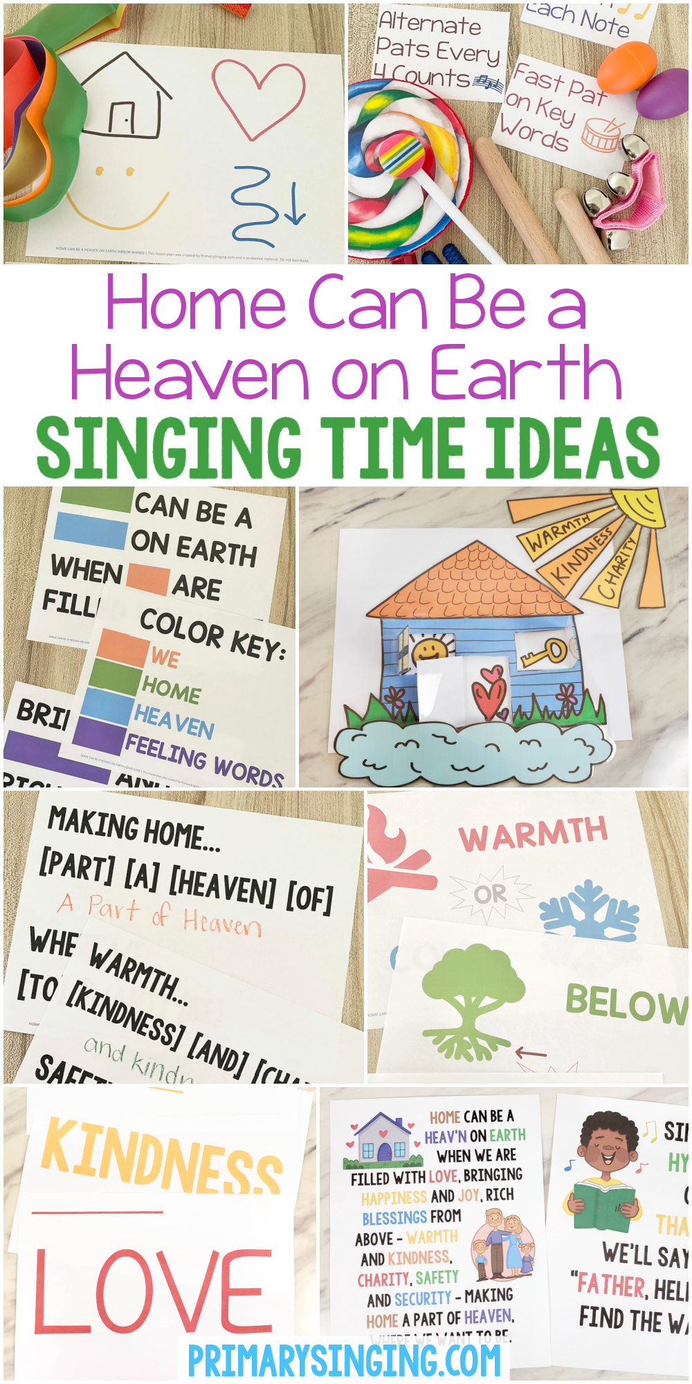 12 Home Can Be a Heaven on Earth Singing Time Ideas 14 Home Can Be a Heaven on Earth singing time ideas including illustrated flip chart, scrambled words, color code, interactive picture, beat vs rhythm, ribbon wands and more! Printable song helps for LDS Primary music leaders for Book of Mormon Come Follow Me,