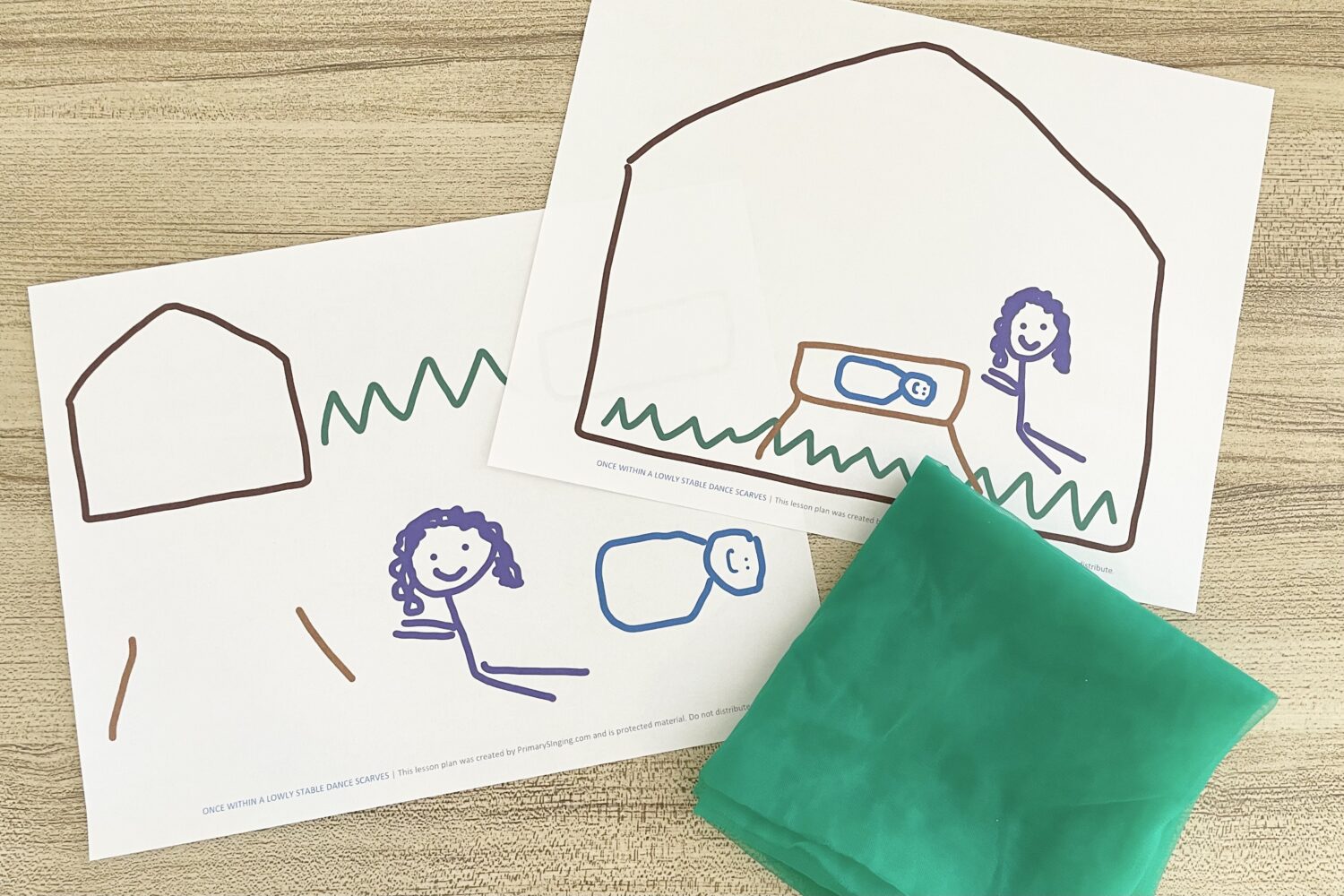 Once Within a Lowly Stable Dance Scarves 7 Once Within a Lowly Stable Dance Scarves - Use dance scarves to draw the manger scene as depicted in this Christmas song with printable song helps for LDS Primary Music Leaders.