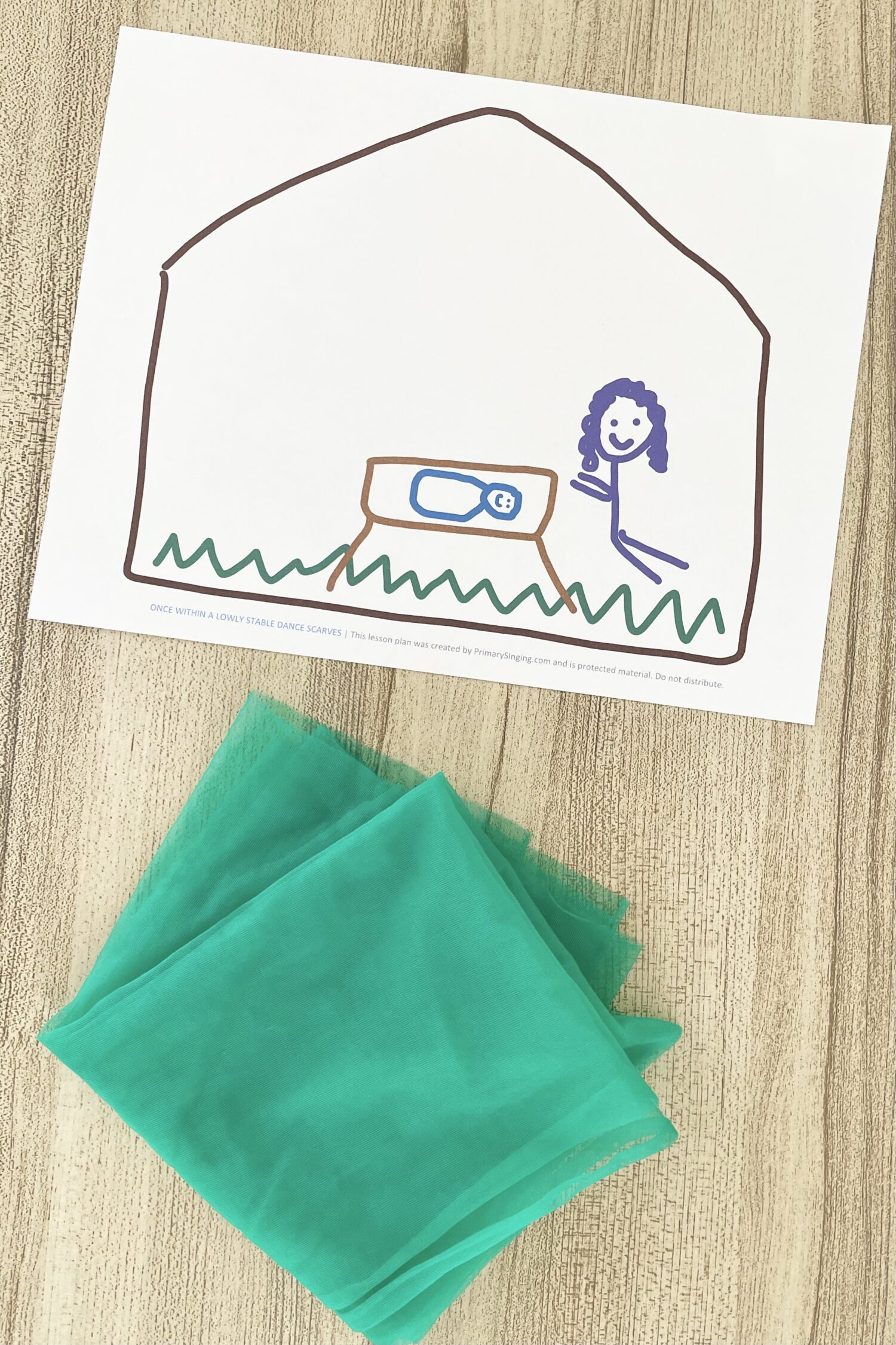 Once Within a Lowly Stable Dance Scarves 2 Once Within a Lowly Stable Dance Scarves - Use dance scarves to draw the manger scene as depicted in this Christmas song with printable song helps for LDS Primary Music Leaders.