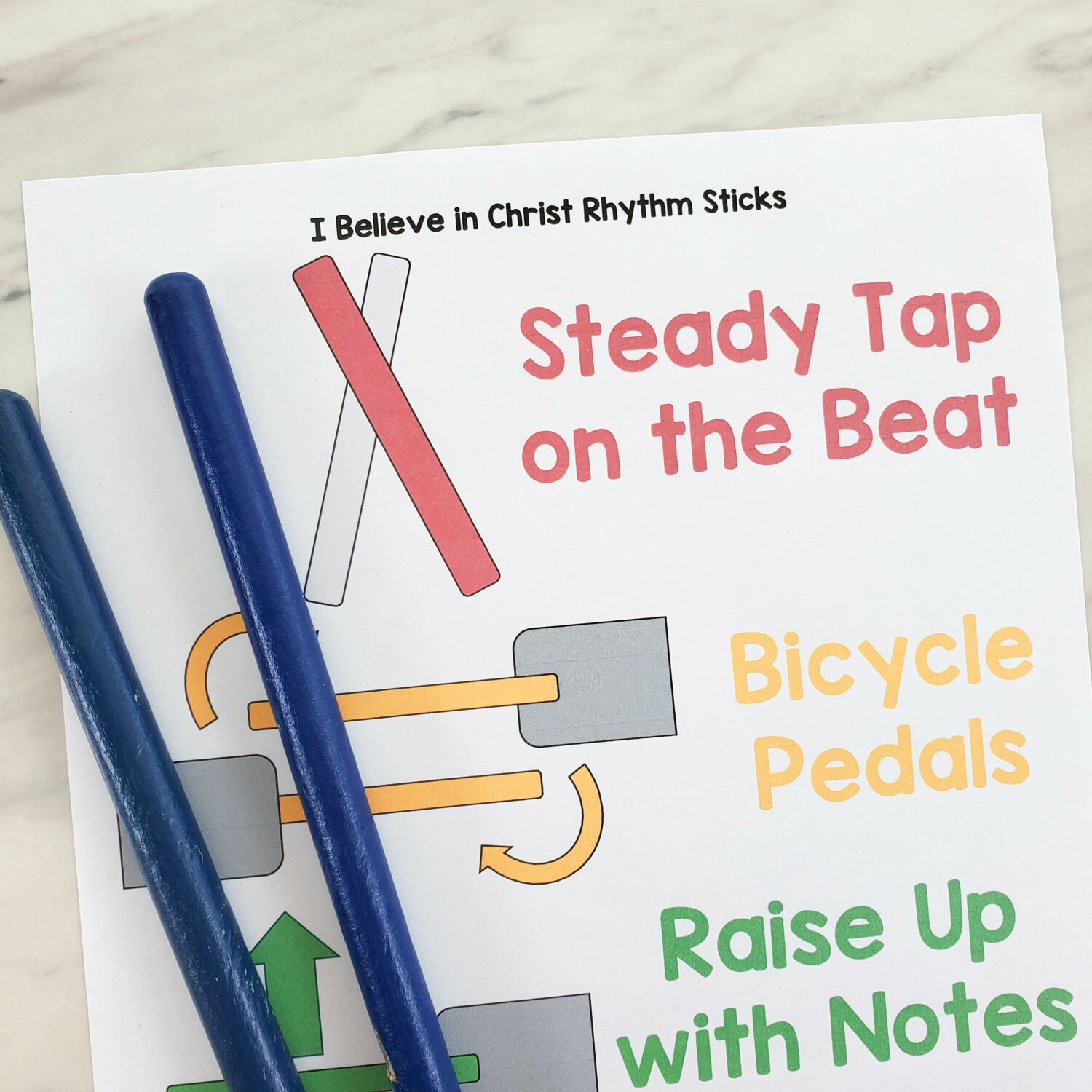 To Be a Pioneer Rhythm Sticks 6 I Believe in Christ Rhythm Sticks singing time activity for a fun and engaging way to teach the flow of the music and lyrics. Printable song helps and lesson plan for LDS Primary music leaders.
