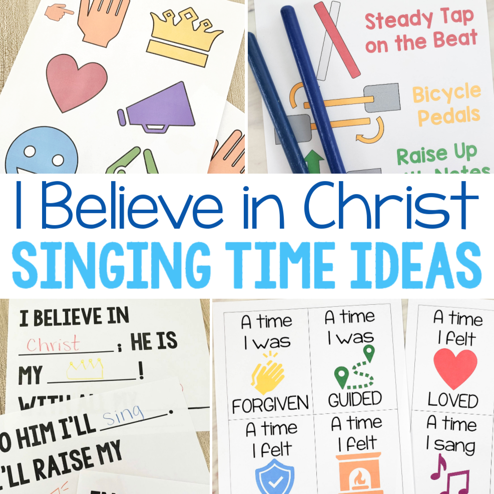15 I Stand All Amazed Singing Time Ideas 14 I Believe in Christ Singing Time Ideas - Tons of fun and easy ways to help you teach this song in Primary! Including fill in the blank, action words, pitch leading, rhythm sticks, jingle bells, magic crayon, and more! Printable song helps for LDS Primary music leaders.