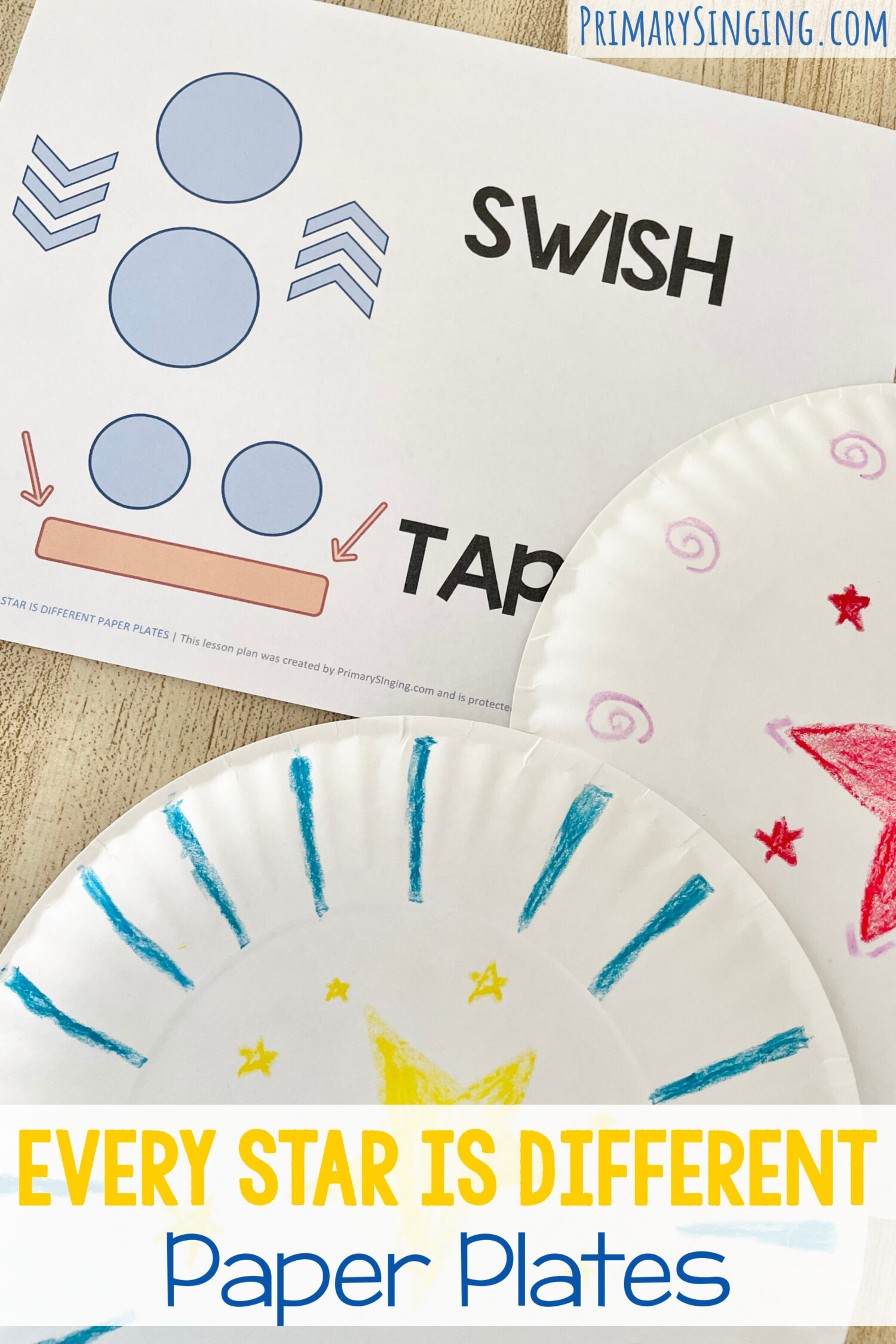 Every Star is Different Paper Plates - Use this fun living music singing time idea and try this simple rhythm pattern as you review this song with printable song helps for LDS Primary Music Leaders.