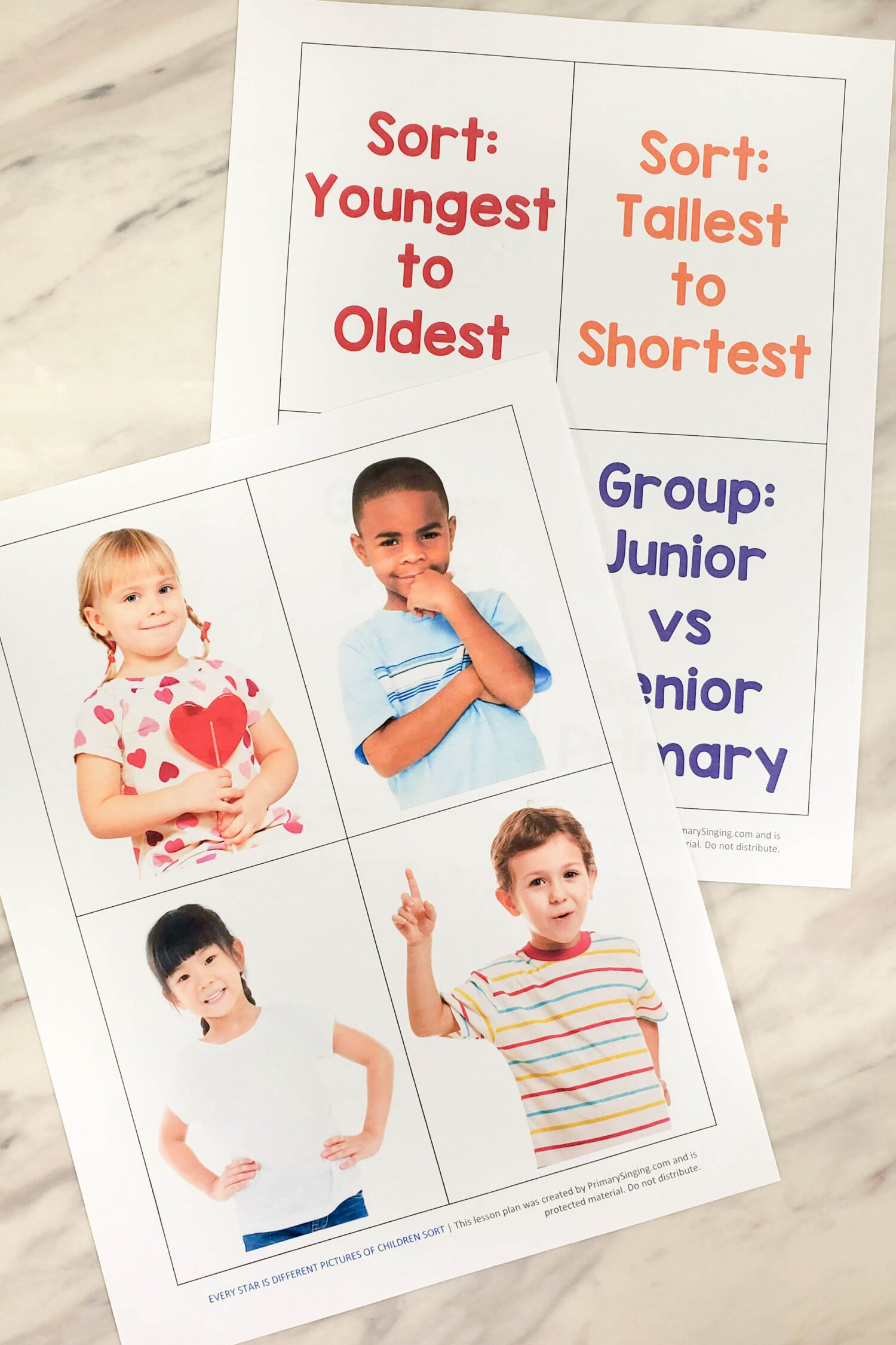 Every Star is Different Pictures of Children Sort singing time activity - This is a great themed lesson plan that talks about how we are all different and unique with a fun challenge for the kids to sort and organize the pictures or put them in song order! Printable song helps for LDS Primary music leaders.