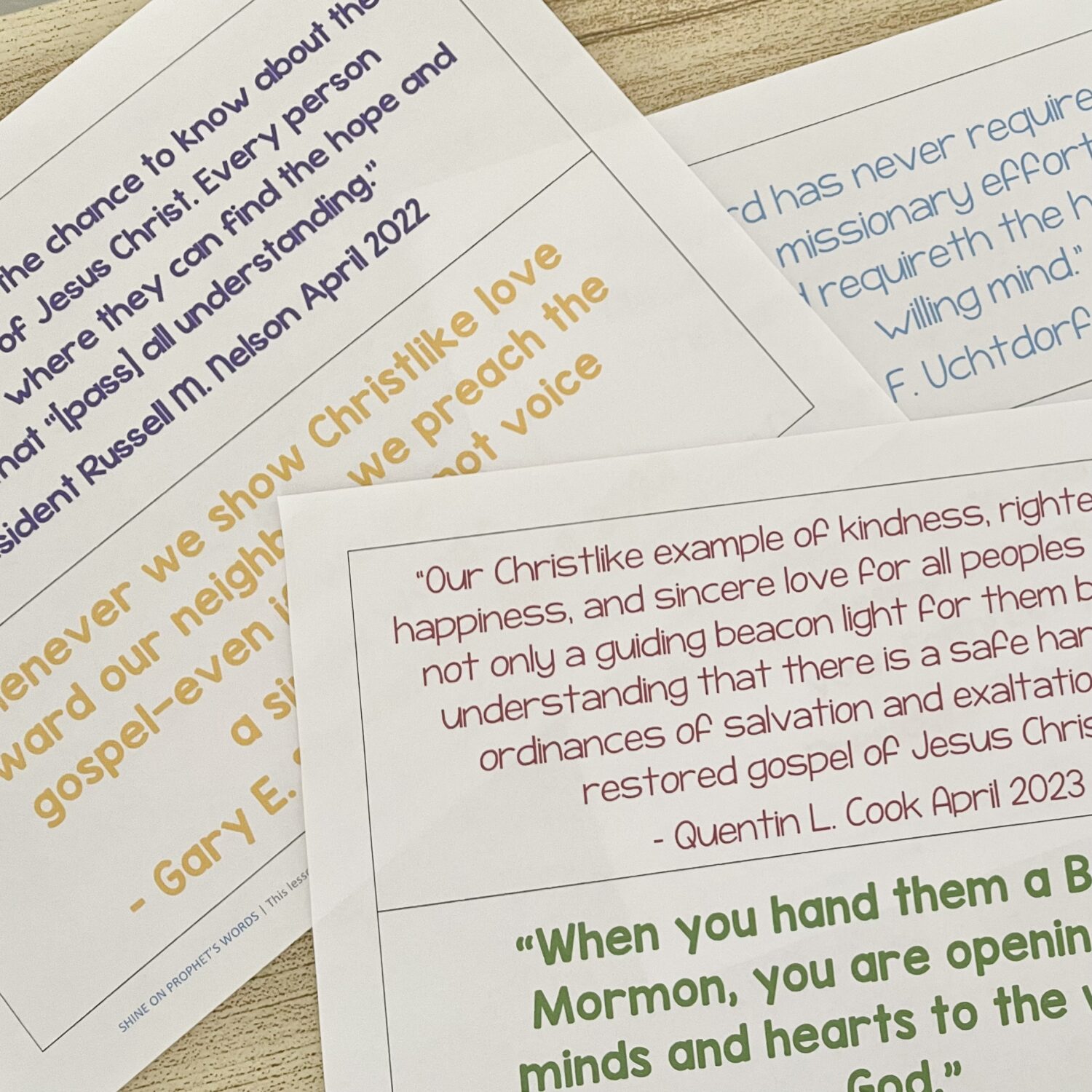 Shine On Prophet's Words 3 Shine On Prophet’s Words - Invite the Spirit with this neat activity using quotes about sharing the gospel from prophets and apostles with printable song helps for LDS Primary Music Leaders.