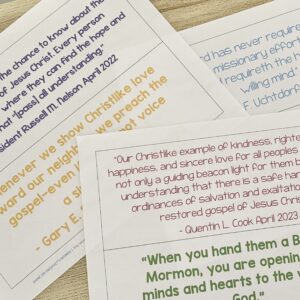Shine On Prophet’s Words - Invite the Spirit with this neat activity using quotes about sharing the gospel from prophets and apostles with printable song helps for LDS Primary Music Leaders.