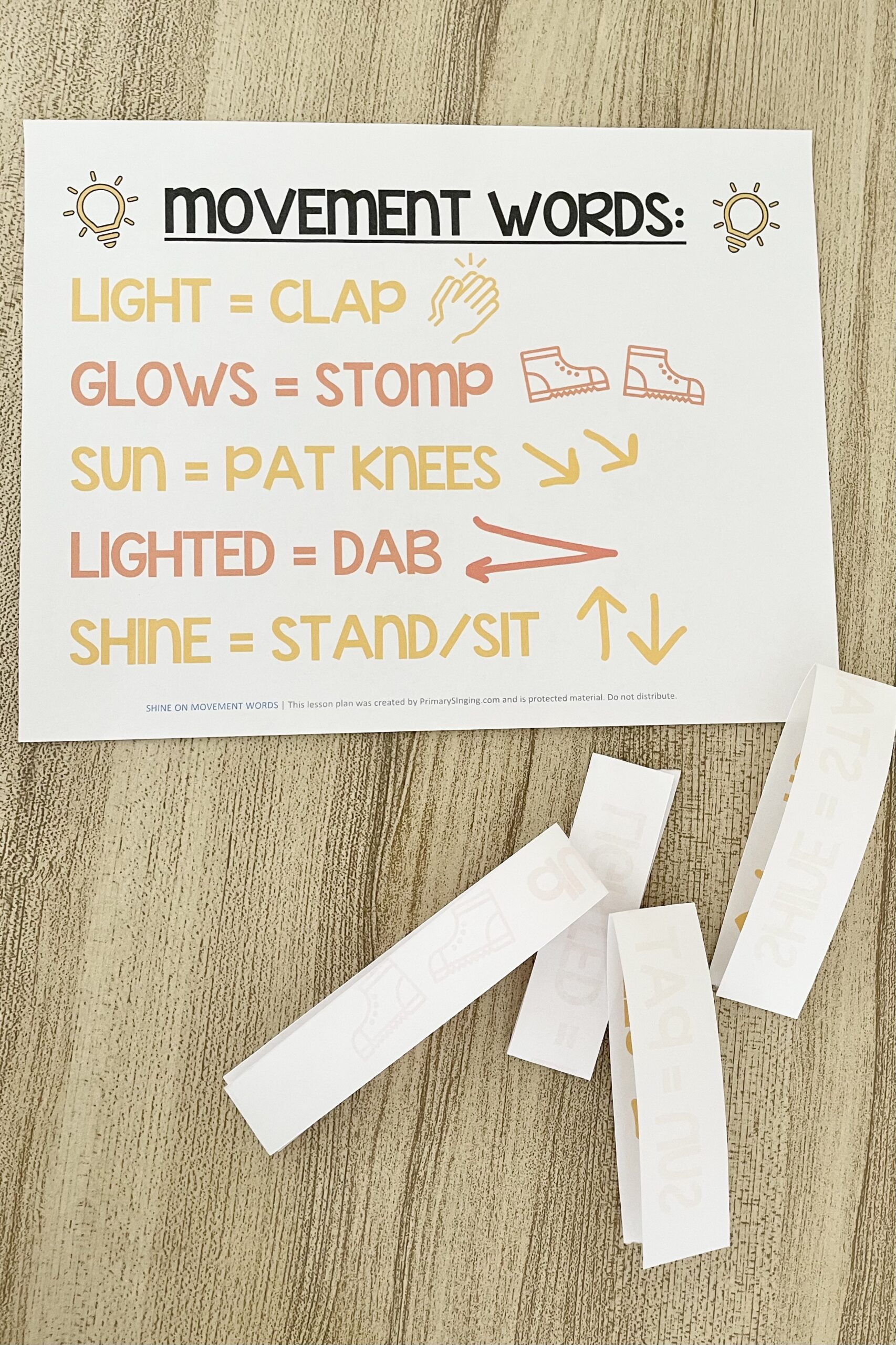 Words For Movement Shine On Movement Words - Primary Singing