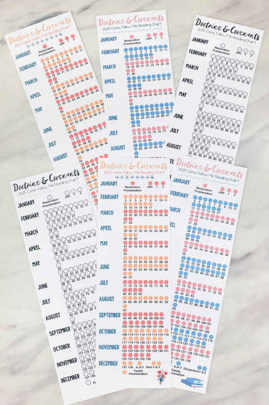Doctrine & Covenants Reading Chart Bookmark - Primary Singing