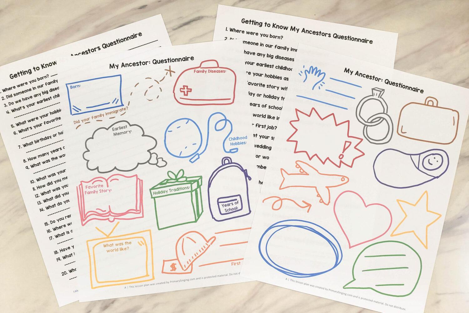 Family History I am Doing It Ancestor Stories - Invite a special guest to share a story about an ancestor or have the children share their own stories for a meaningful way to focus on the message of this D&C song. Fun and easy singing time lesson plan! My Ancestor Questionnaire for Family History worksheet to interview a grandparent!