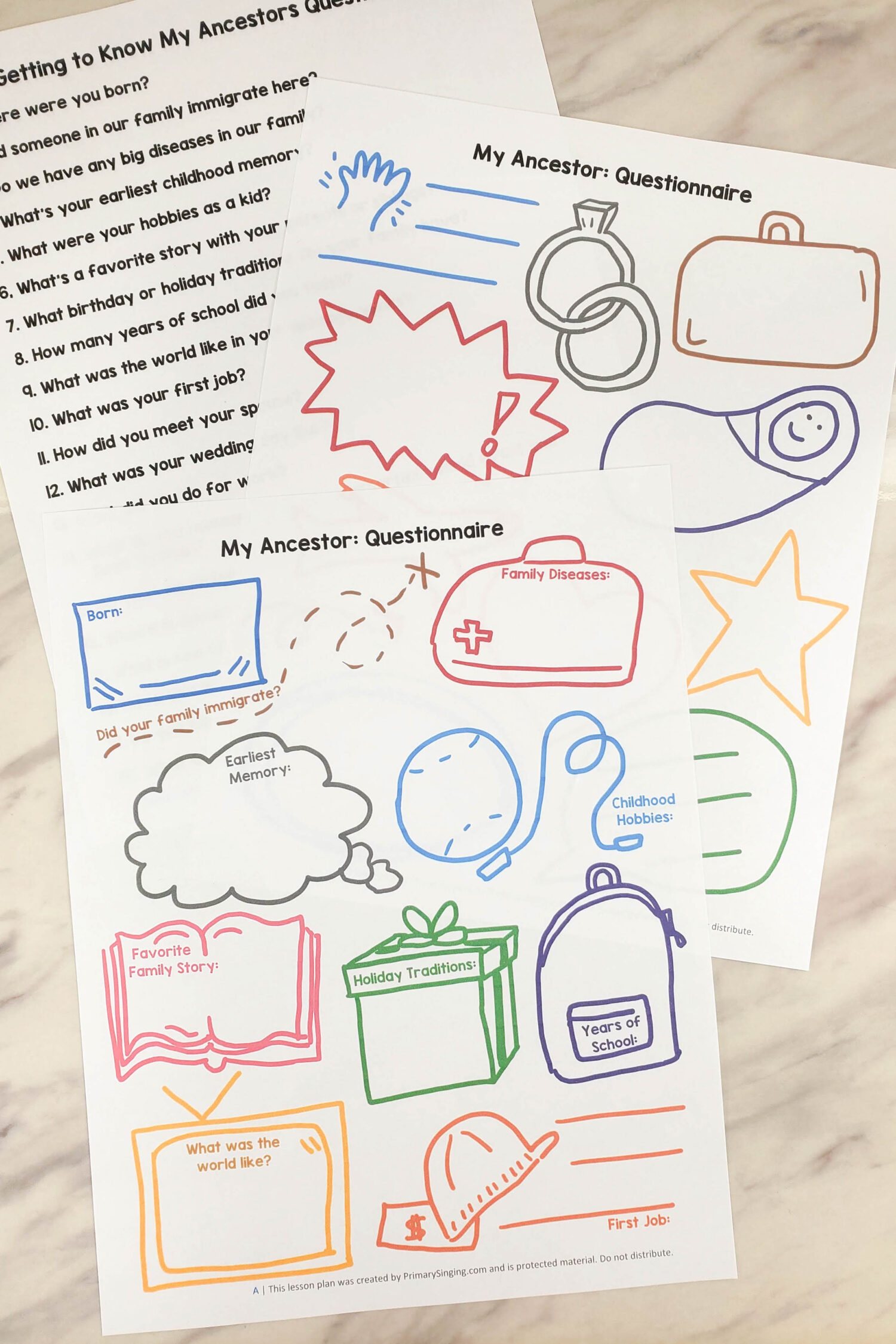 Family History I am Doing It Ancestor Stories - Invite a special guest to share a story about an ancestor or have the children share their own stories for a meaningful way to focus on the message of this D&C song. Fun and easy singing time lesson plan! My Ancestor Questionnaire for Family History worksheet to interview a grandparent!