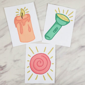 Shine On Types of Light singing time idea - Explore how different sources of light let off different lumens and how that can relate to our own personal light of testimony that we can share. Fun ways to sing cards for LDS Primary music leaders.