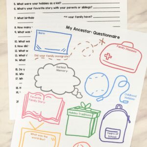 Family History I am Doing It Ancestor Stories - Invite a special guest to share a story about an ancestor or have the children share their own stories for a meaningful way to focus on the message of this D&C song. Fun and easy singing time lesson plan! My Ancestor Questionnaire for Family History worksheet to interview a grandparent!