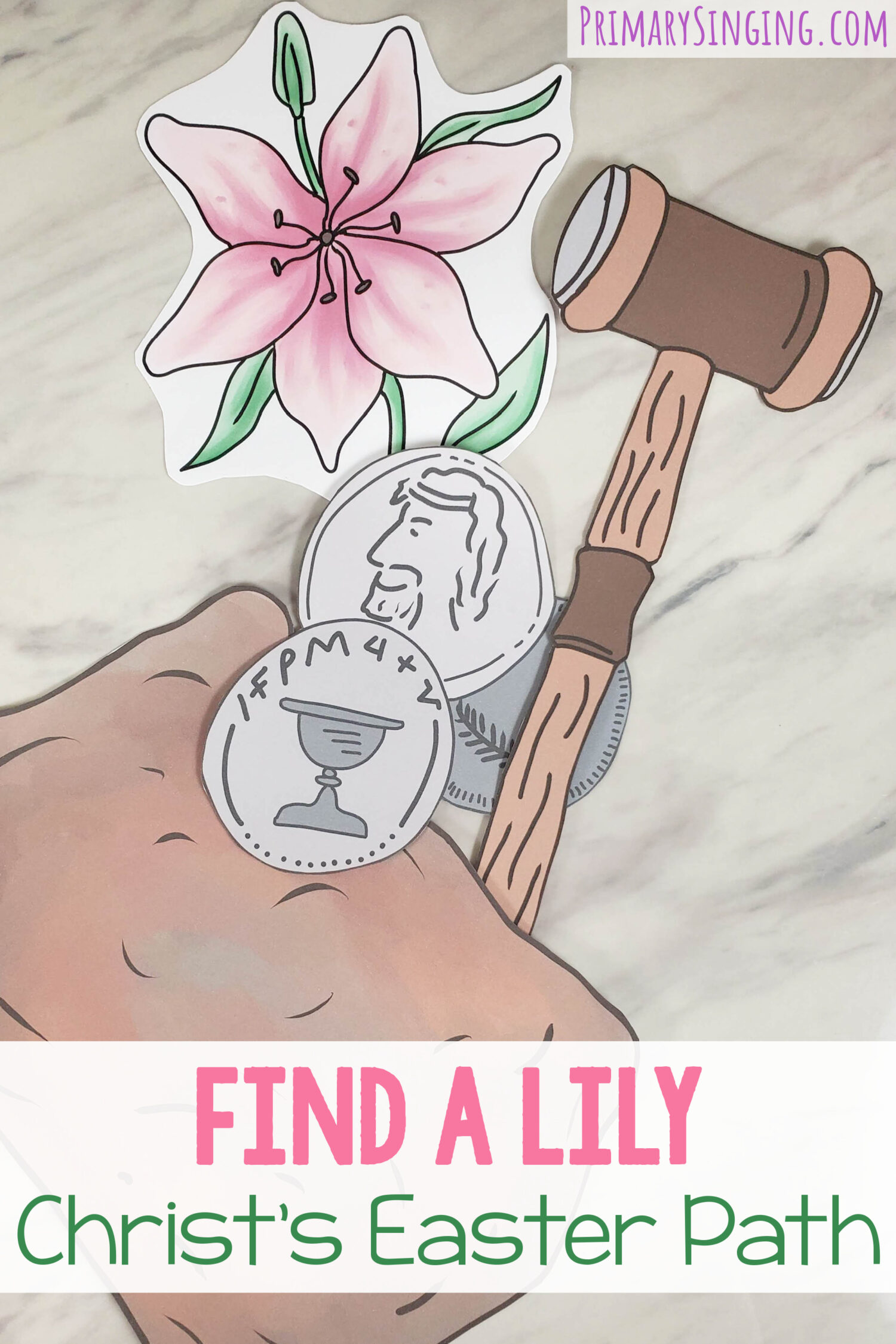 Easter Find the Lily along Jesus' Path during His final week in this seek and find adventure singing time lesson plan! It's a great way to review your Easter song of choice and share the important story of Christ's final events in a meaningful way. Lesson plan for LDS Primary music leaders and families.